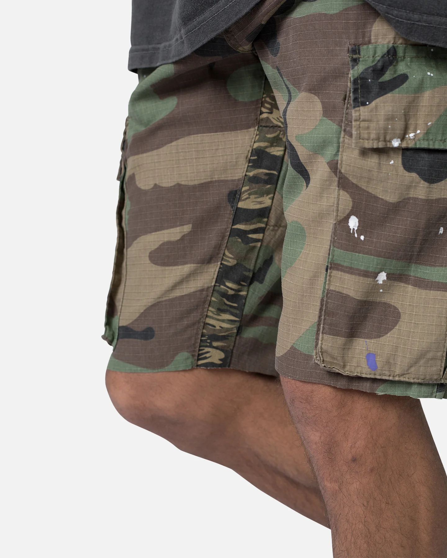 MNML Panelled Cargo Shorts Camo - Image 6
