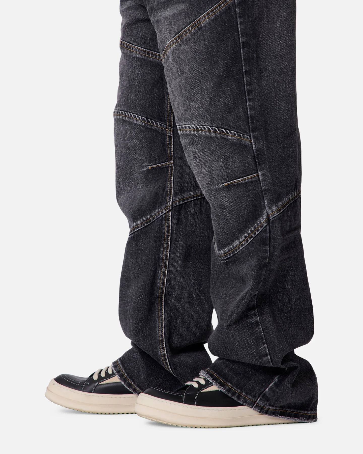 MNML Panelled Moto Denim Jeans Washed Black - Image 6