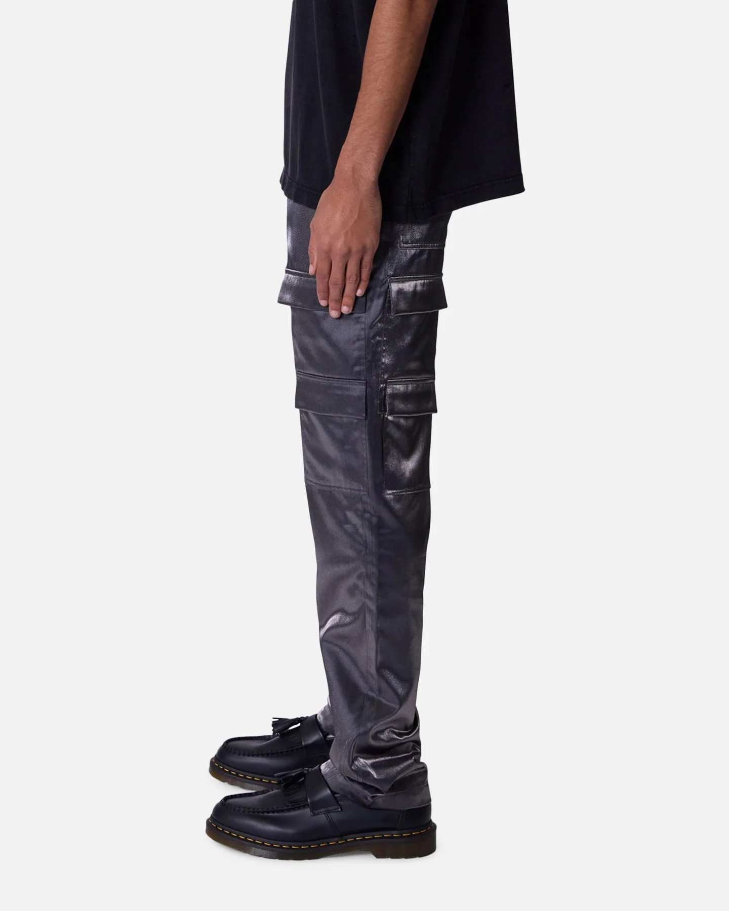 MNML Patent Shine Pants Black - Image 3
