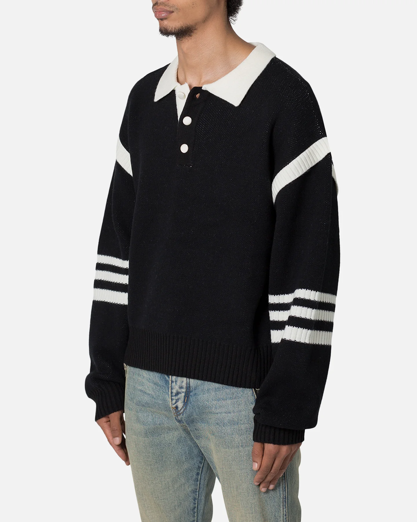 MNML Polo Knit Sweater Black/White - Image 2