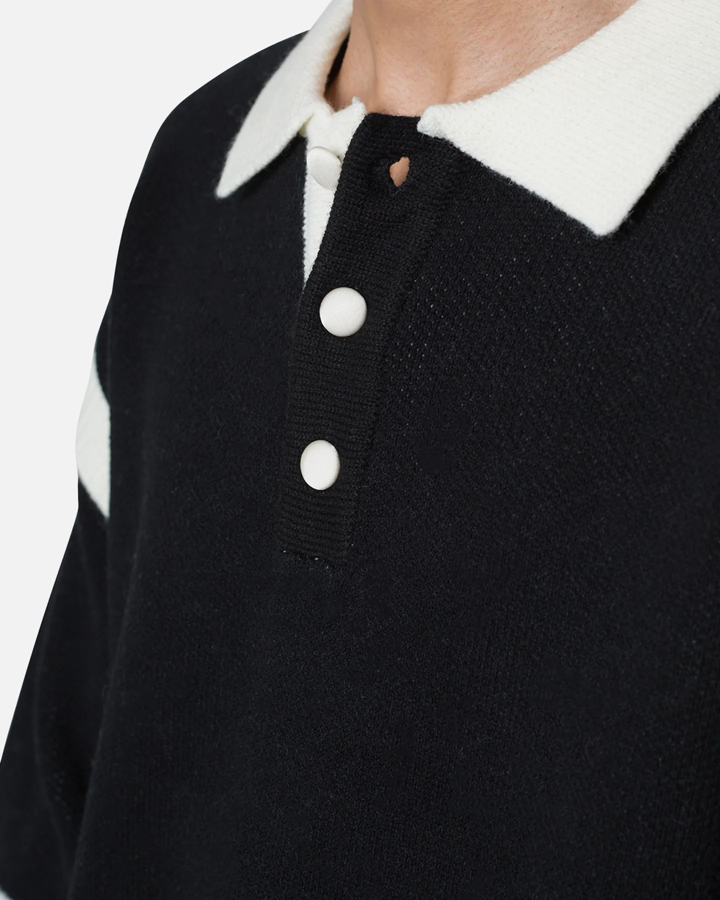 MNML Polo Knit Sweater Black/White - Image 6