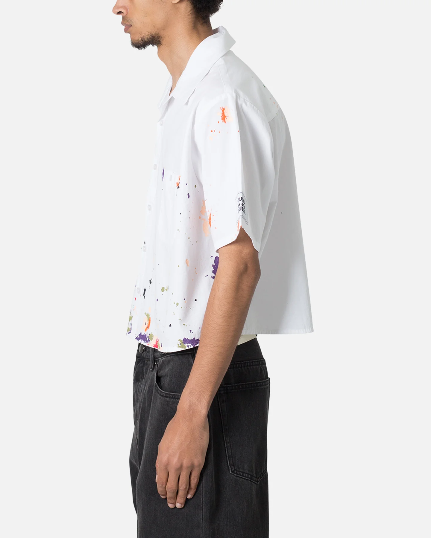 MNML Poplin Painter Short Sleeve Shirt White - Image 3