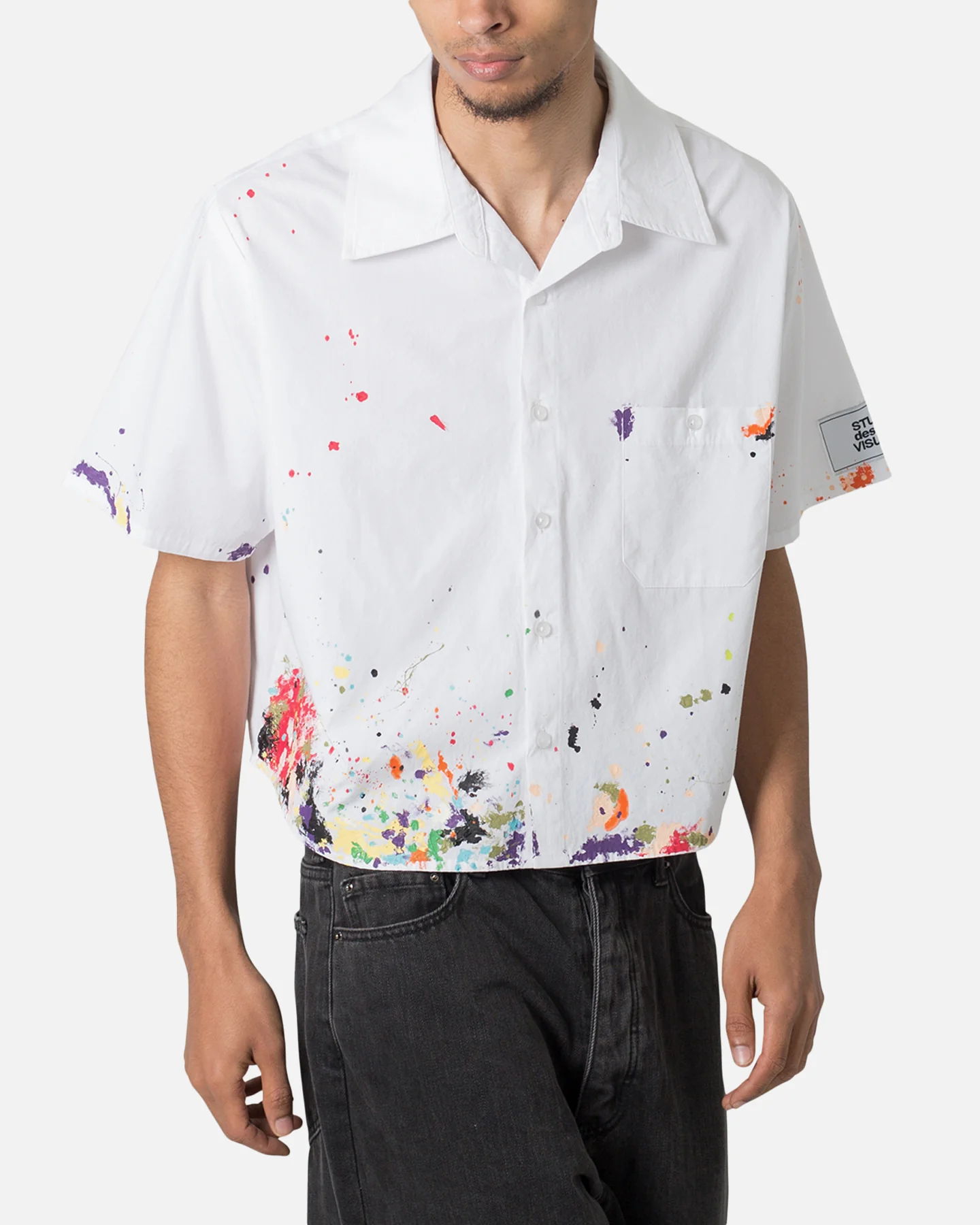 MNML Poplin Painter Short Sleeve Shirt White - Image 5
