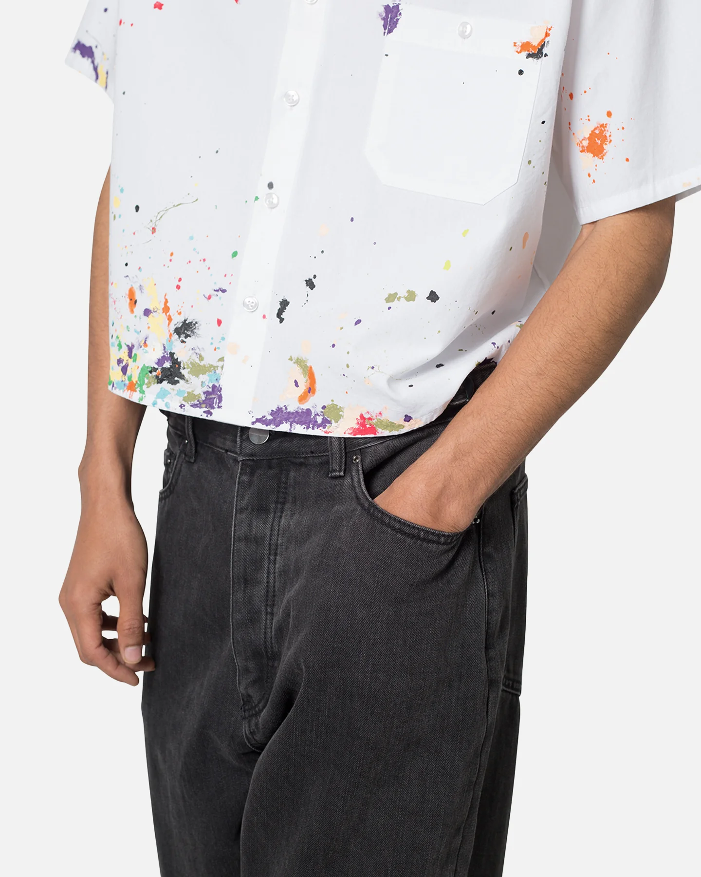 MNML Poplin Painter Short Sleeve Shirt White - Image 6