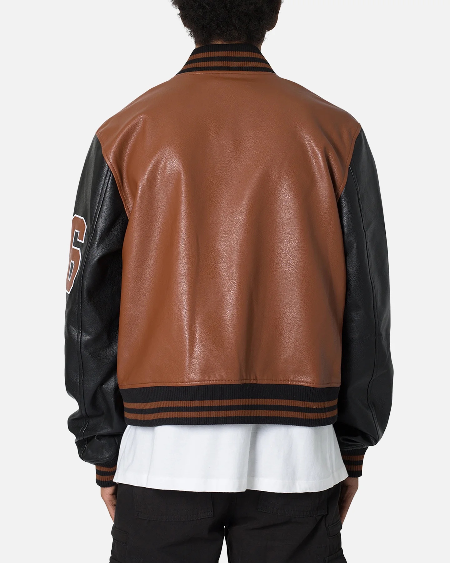 MNML PU Varsity Jacket Brown/Black - Image 4