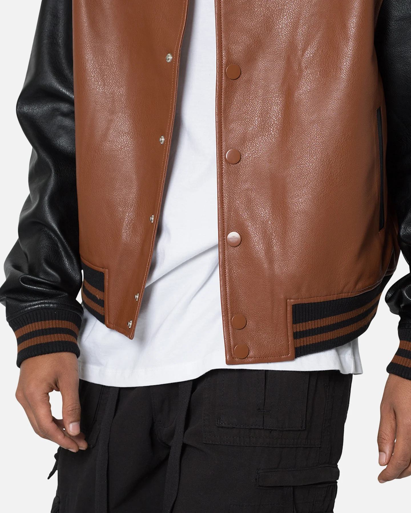 MNML PU Varsity Jacket Brown/Black - Image 6