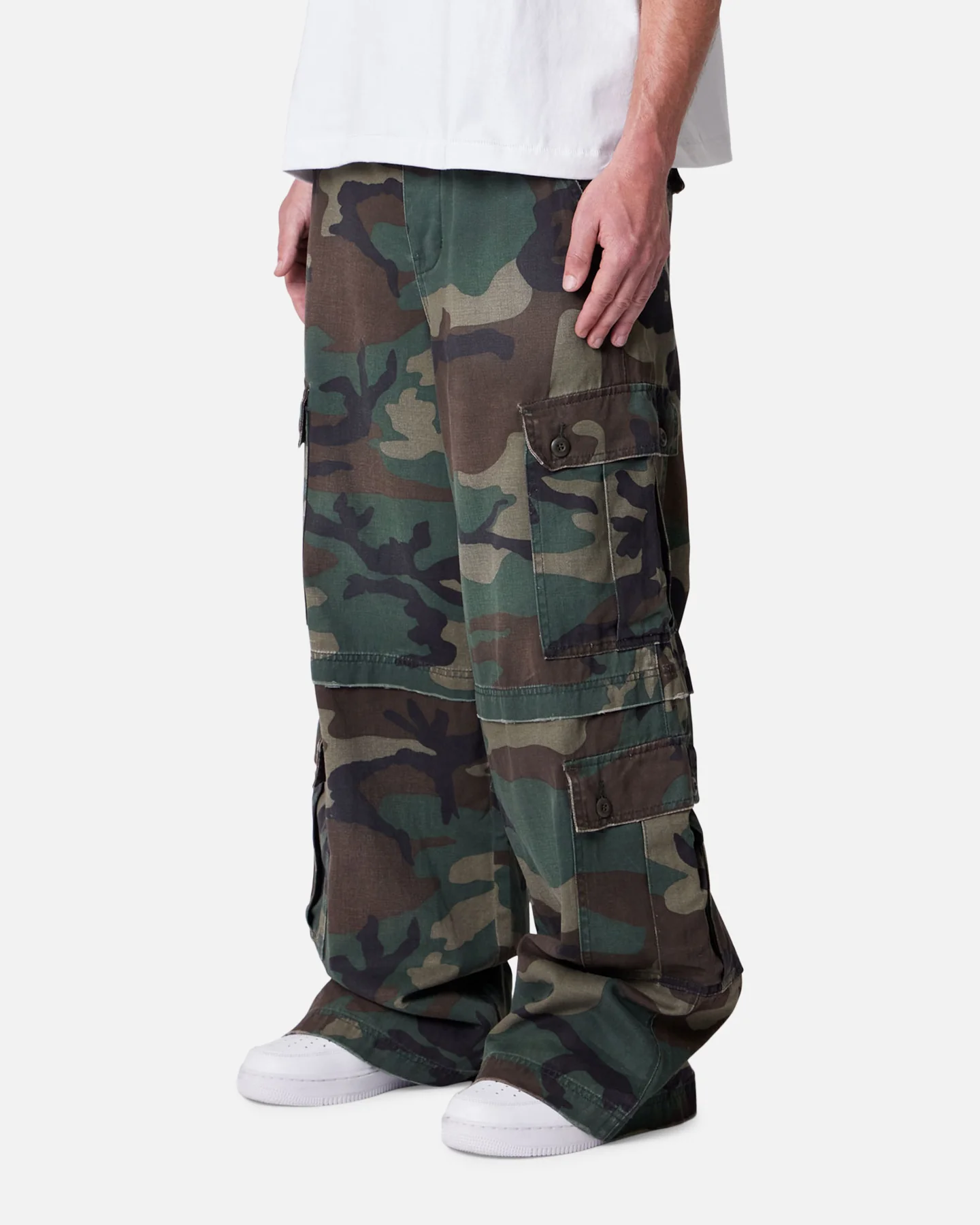MNML Rave Distressed Cargo Pants Distressed Camo - Image 2