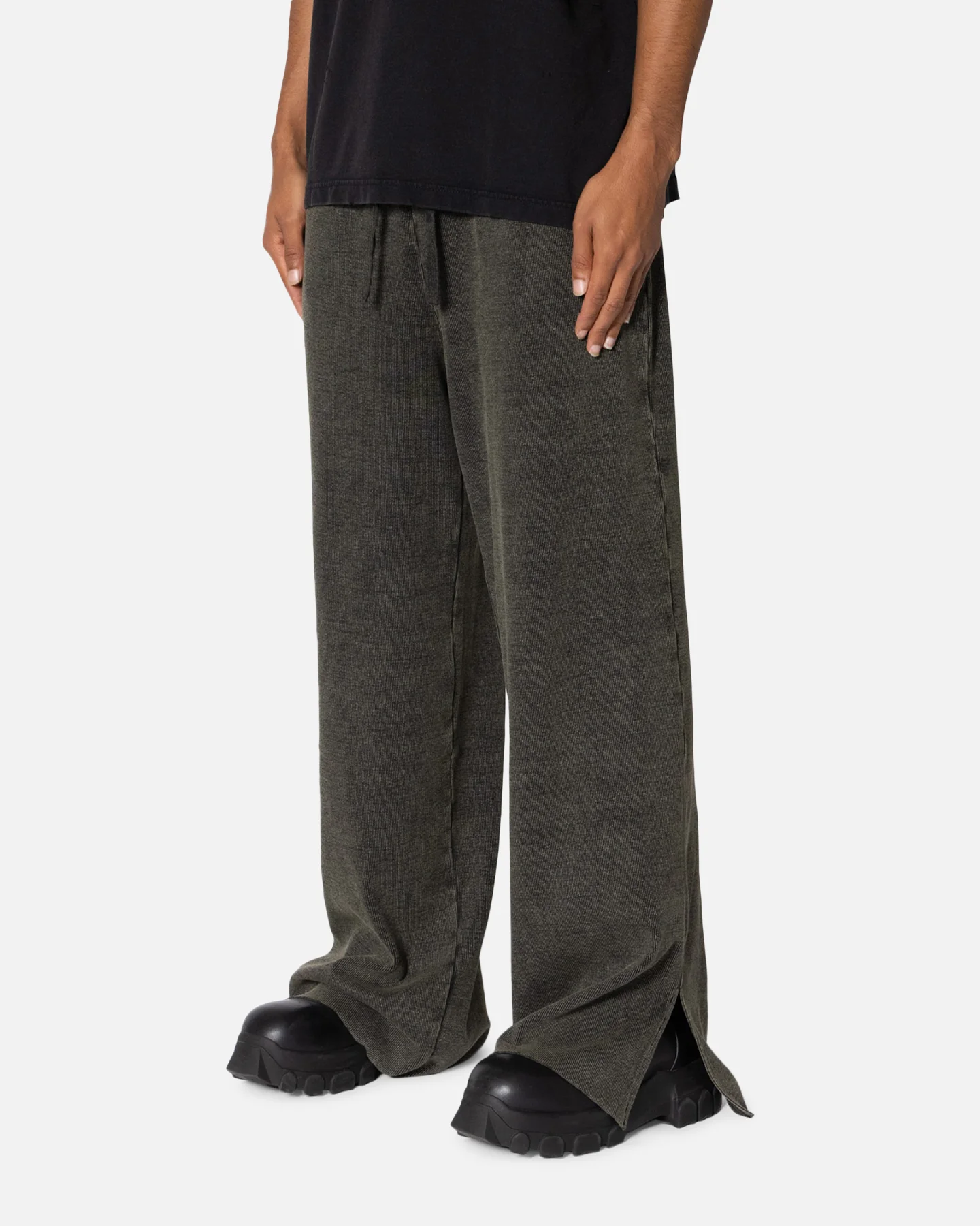 MNML Ribbed Slinky Sweatpants Olive - Image 2