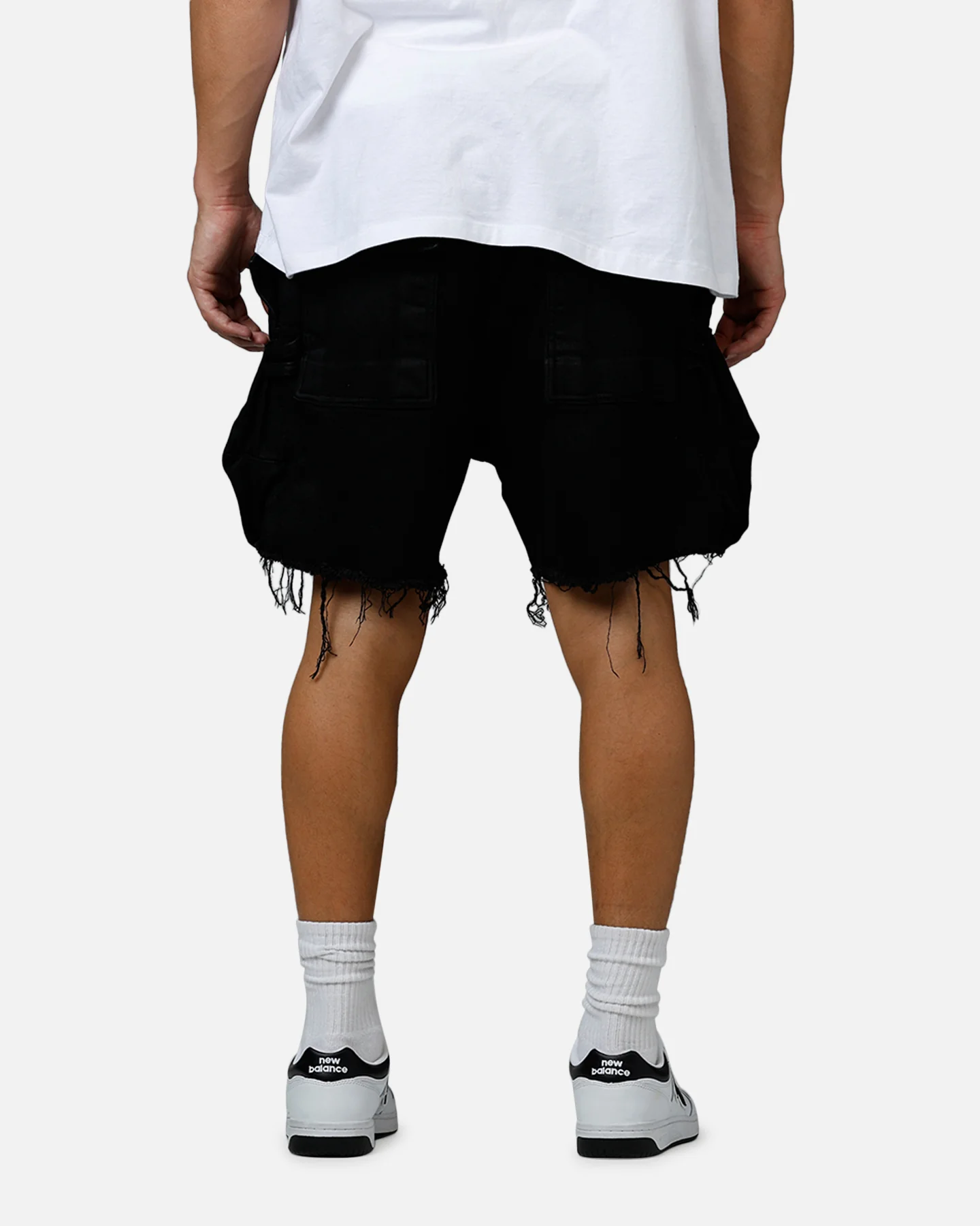 MNML Roughed Pocket Cargo Shorts Black - Image 5