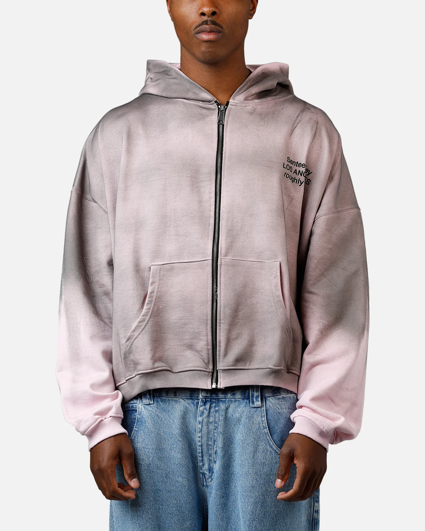 MNML Santee Alley Zip Up Hoodie Pink - Image 2