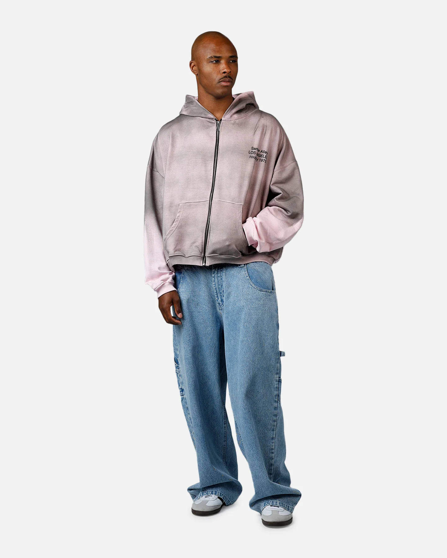 MNML Santee Alley Zip Up Hoodie Pink - Image 3