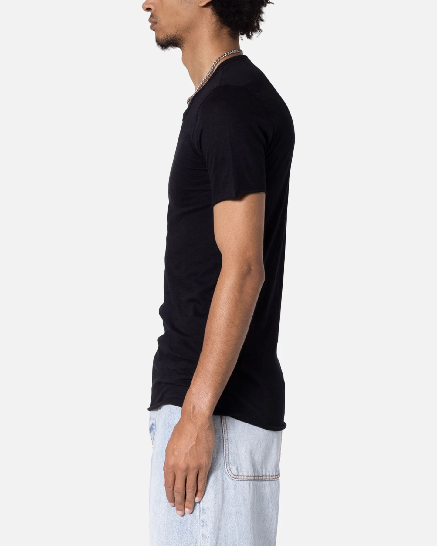 MNML Sheer Knit Bias Cut T-Shirt Black - Image 3