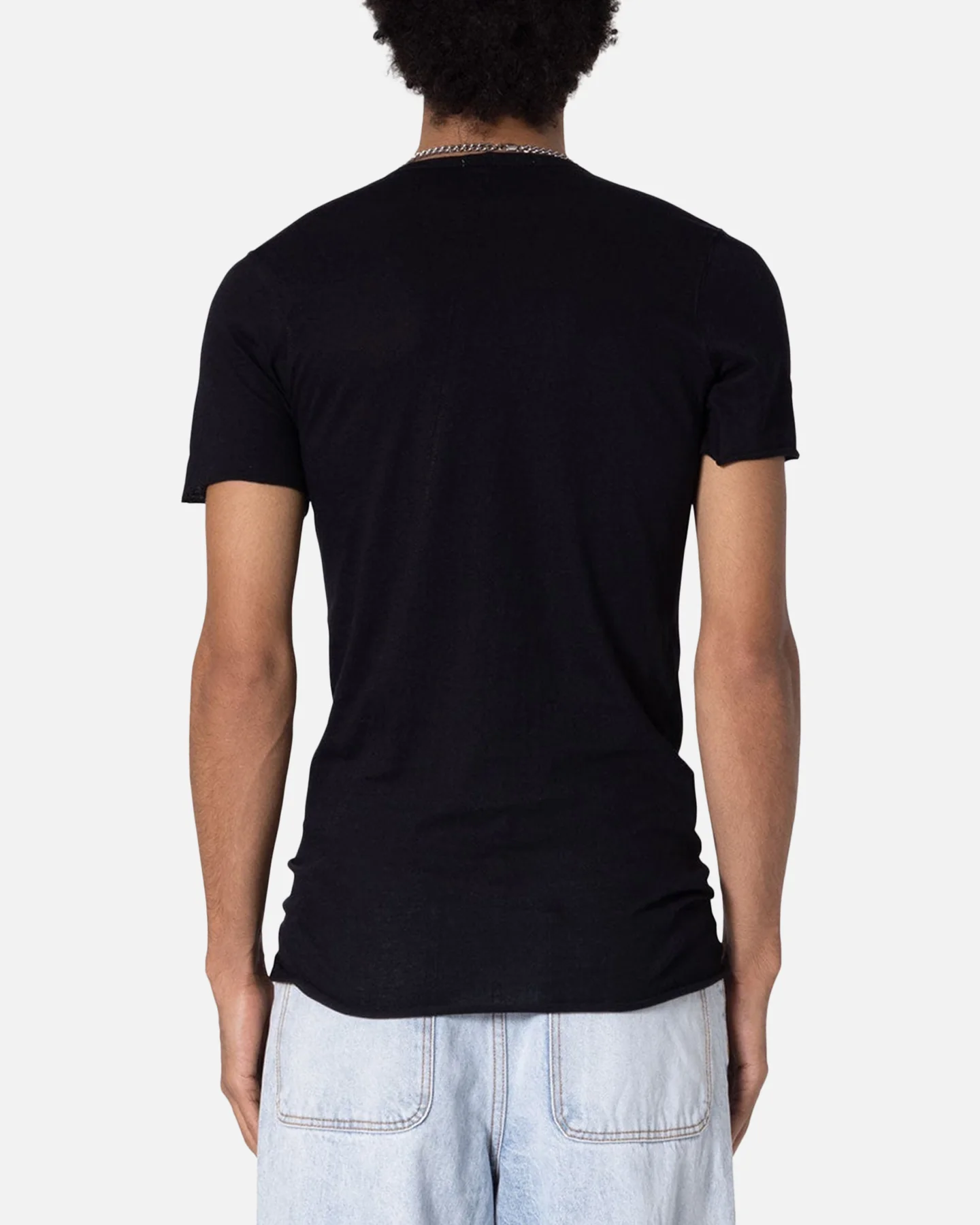 MNML Sheer Knit Bias Cut T-Shirt Black - Image 4