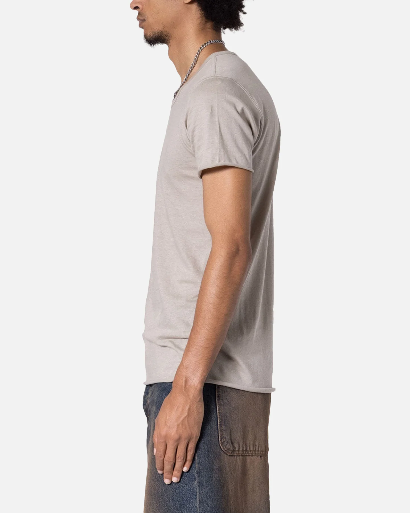 MNML Sheer Knit Bias Cut T-Shirt Bone - Image 3