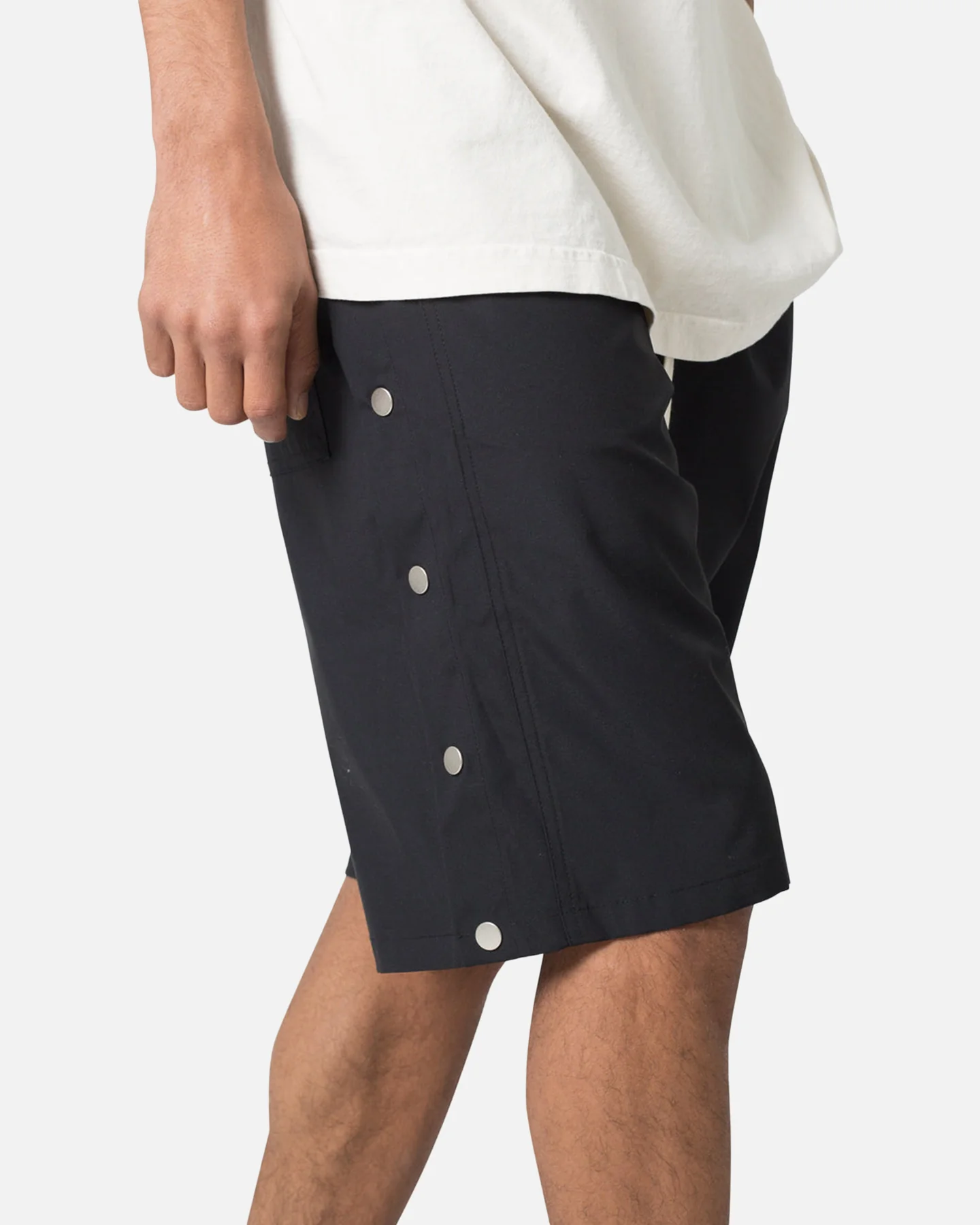 MNML Side Snap Nylon Shorts Black - Image 6