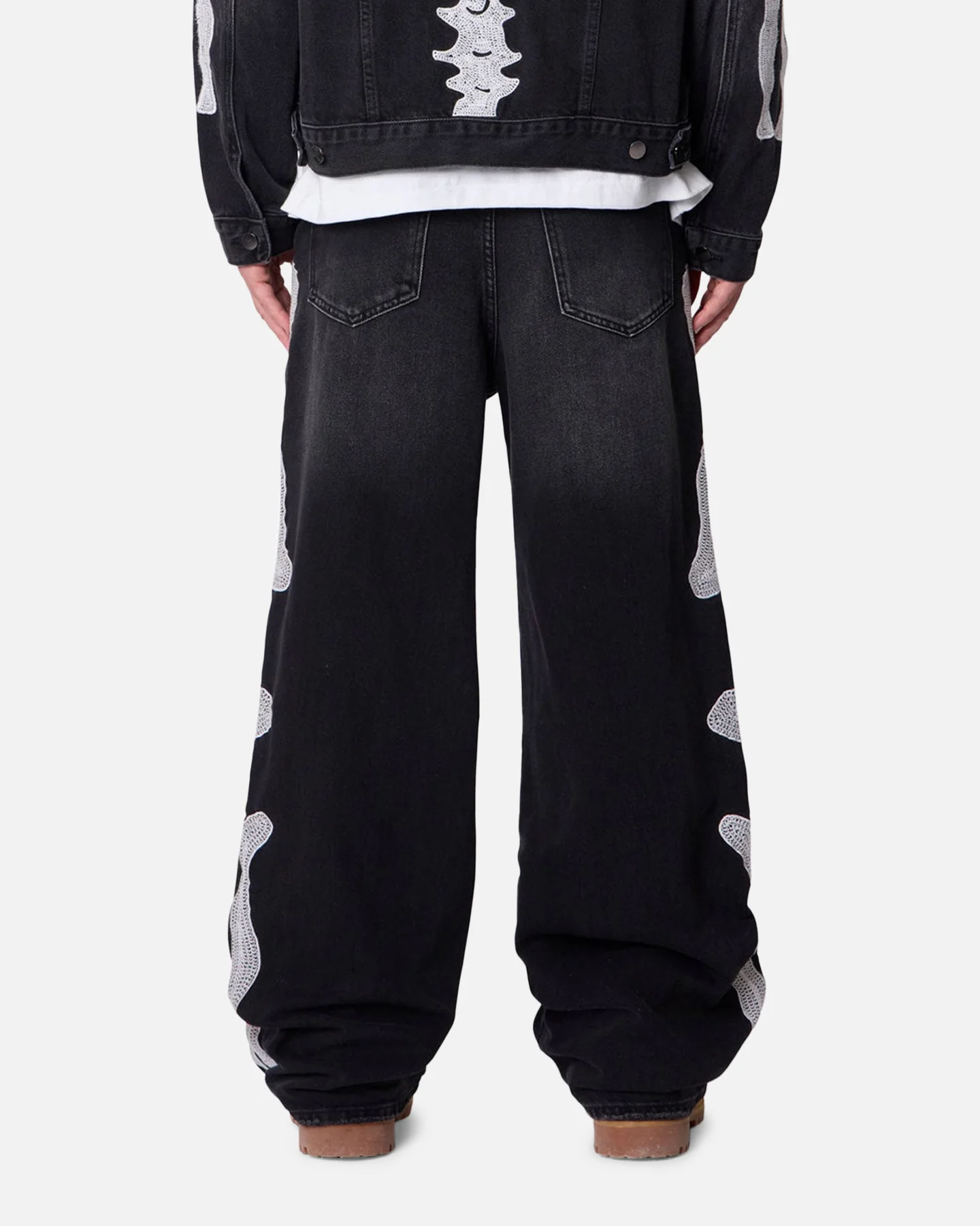 MNML Skeleton Baggy Denim Jeans Washed Black - Image 4