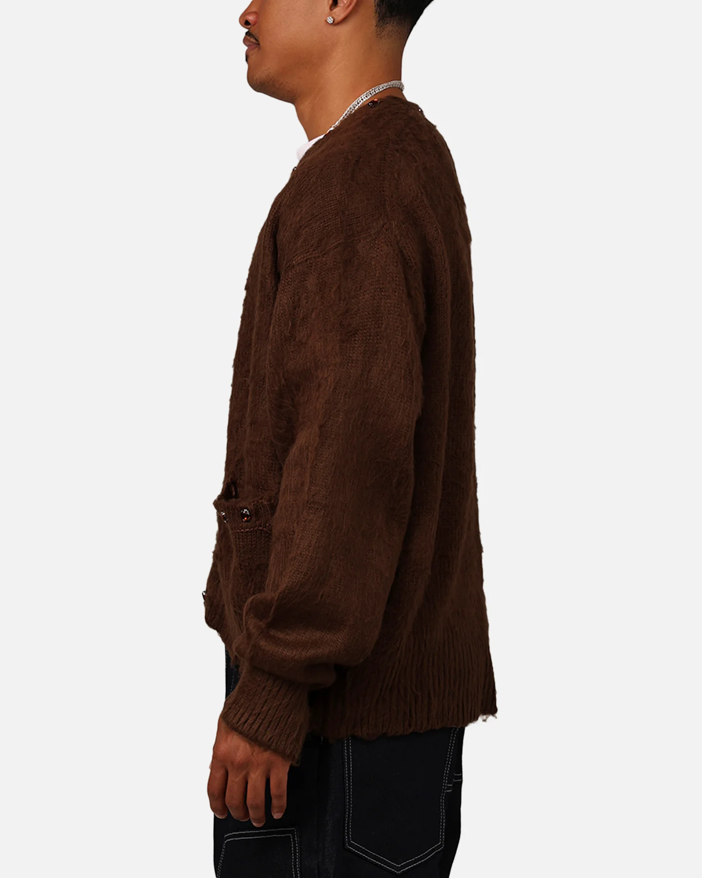 MNML Sky Jewelled Cardigan Sweater Brown - Image 5