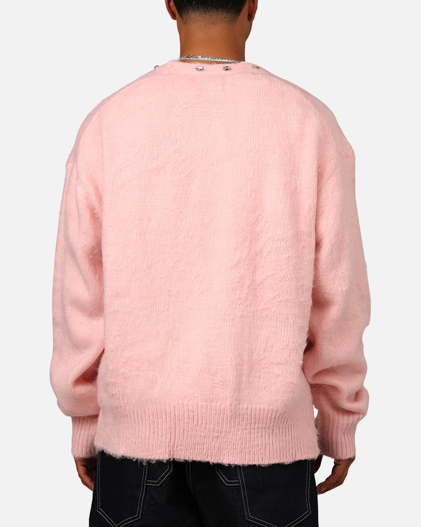 MNML Sky Jewelled Cardigan Sweater Pink - Image 2