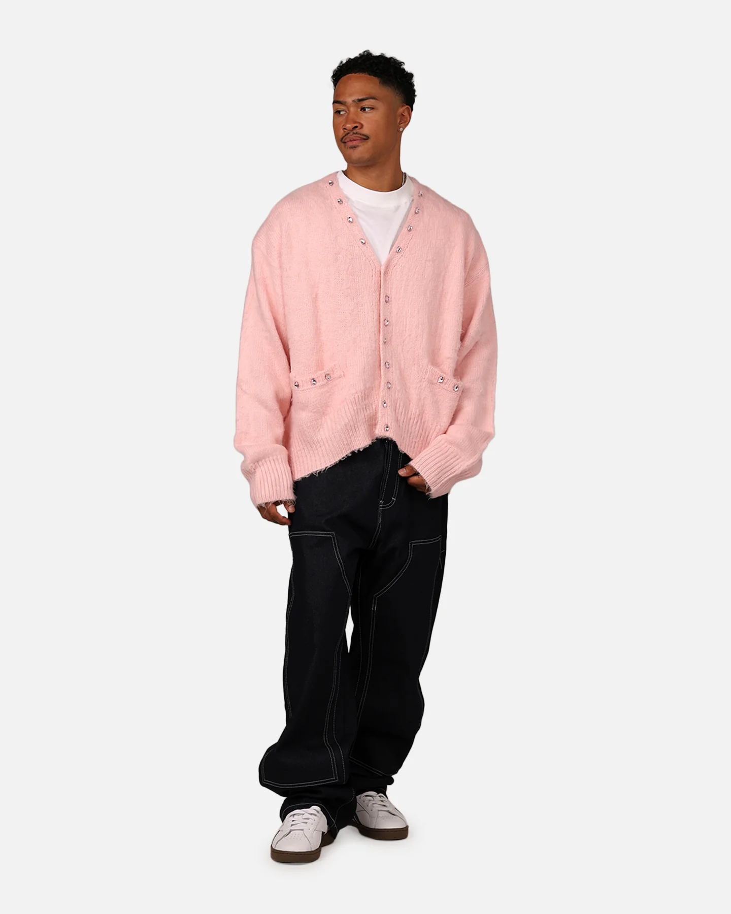 MNML Sky Jewelled Cardigan Sweater Pink - Image 3