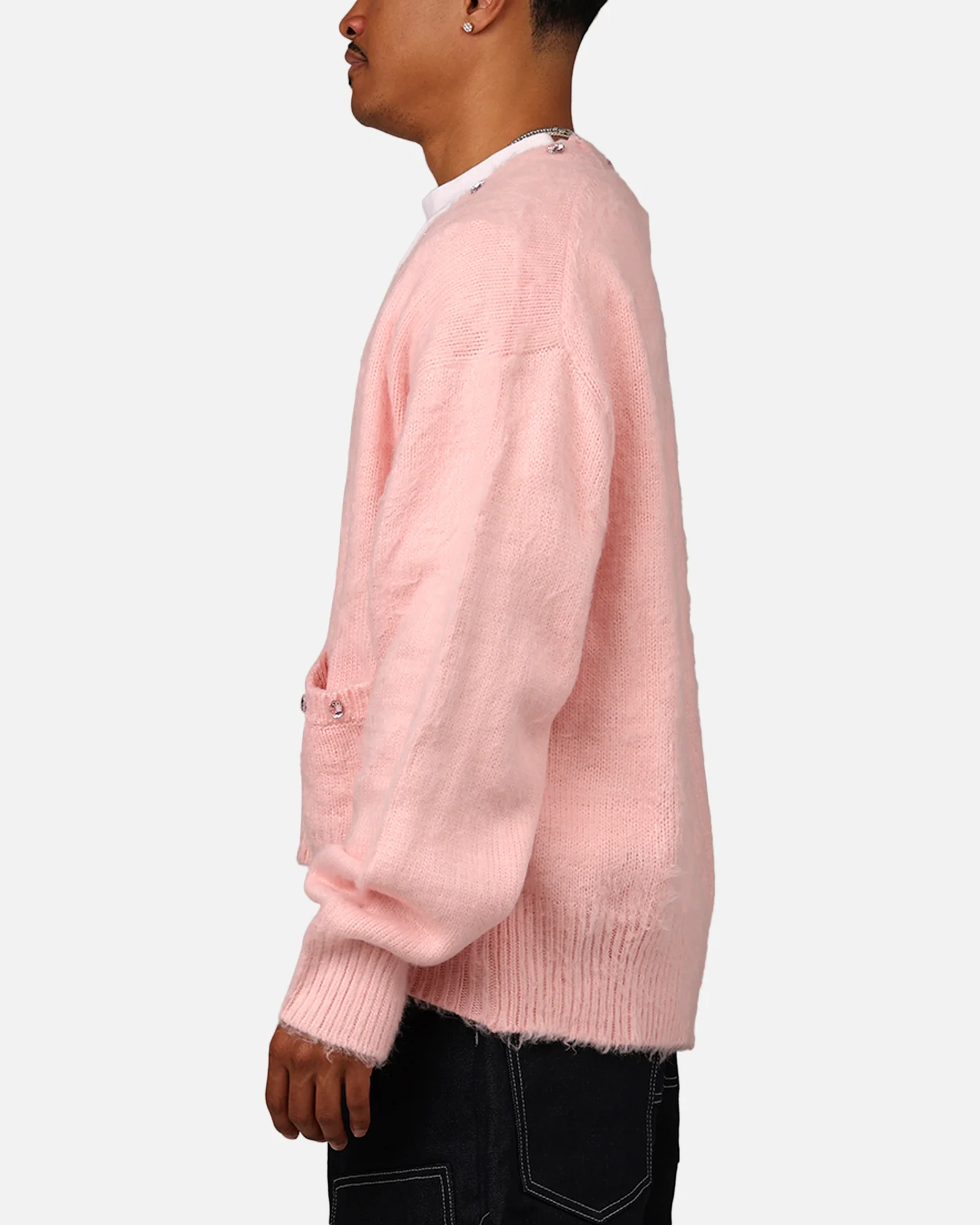 MNML Sky Jewelled Cardigan Sweater Pink - Image 5