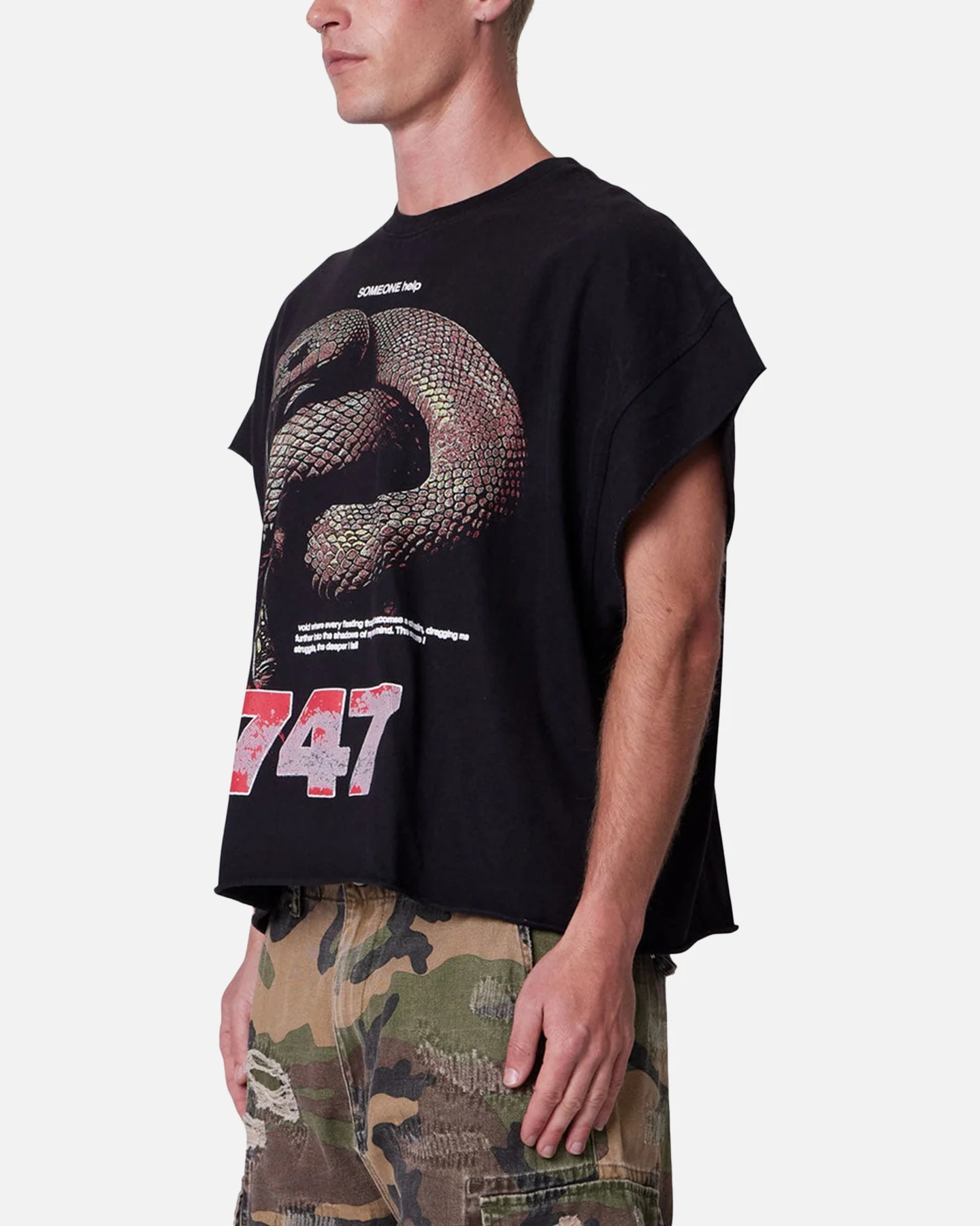 MNML Snake Cutoff Muscle T-Shirt Vintage Black - Image 2