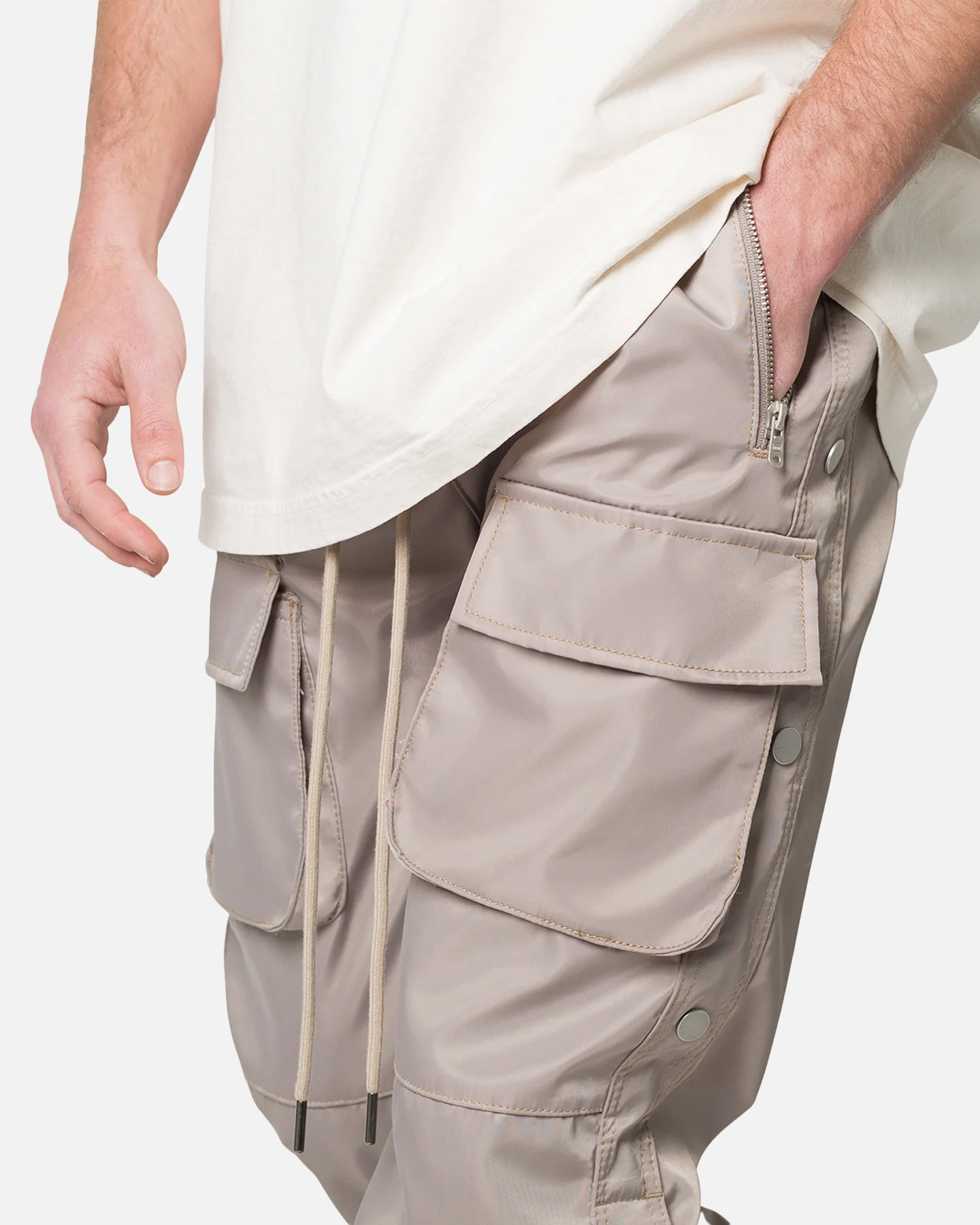 MNML Snap Front Cargo Pants Grey - Image 5