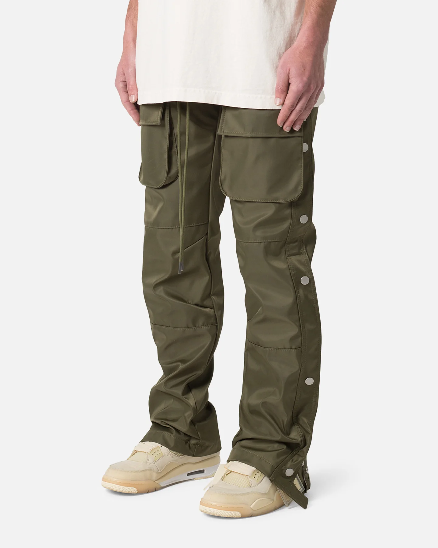 MNML Snap Front Cargo Pants Olive - Image 2