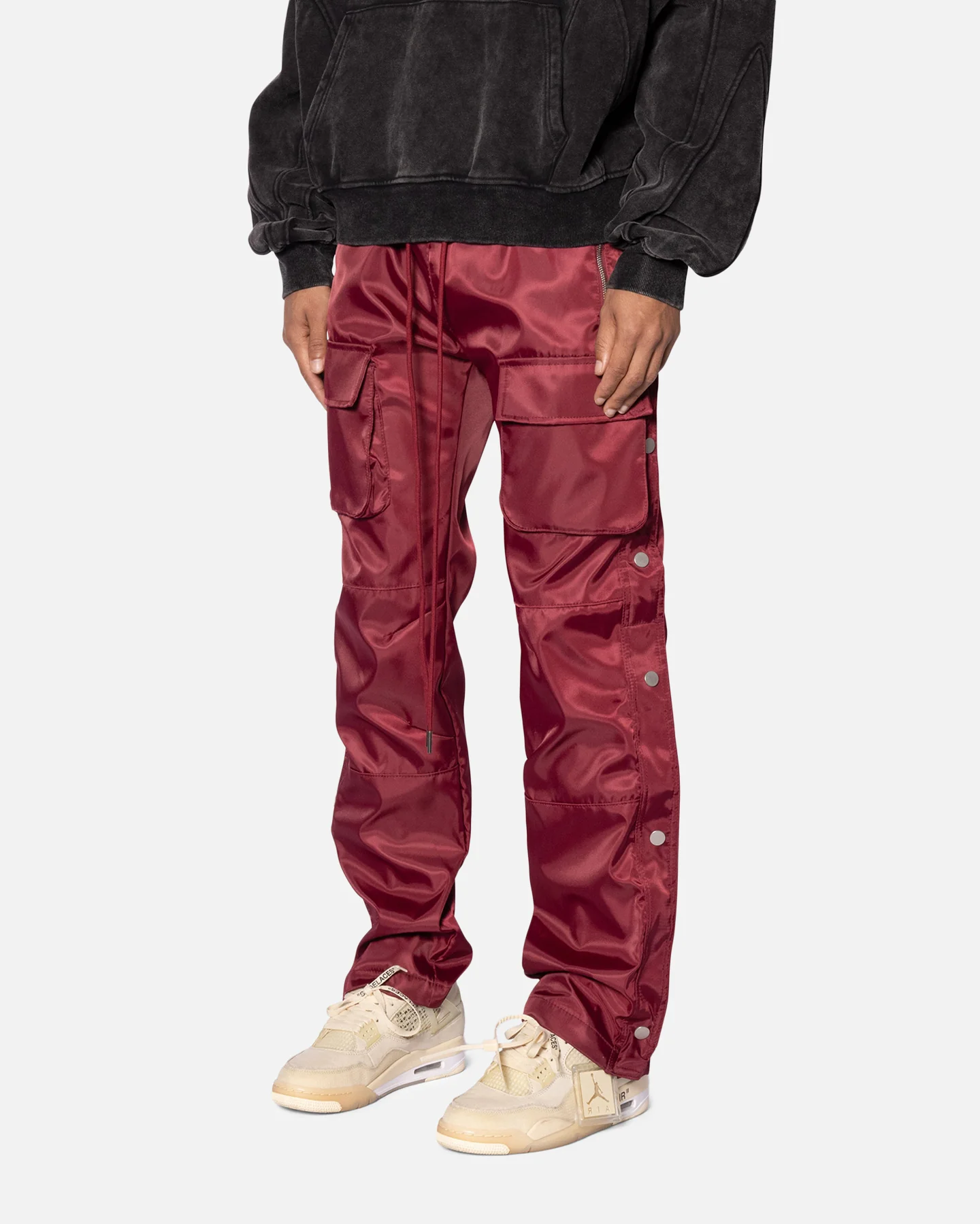 MNML Snap Front Cargo Pants Red - Image 2