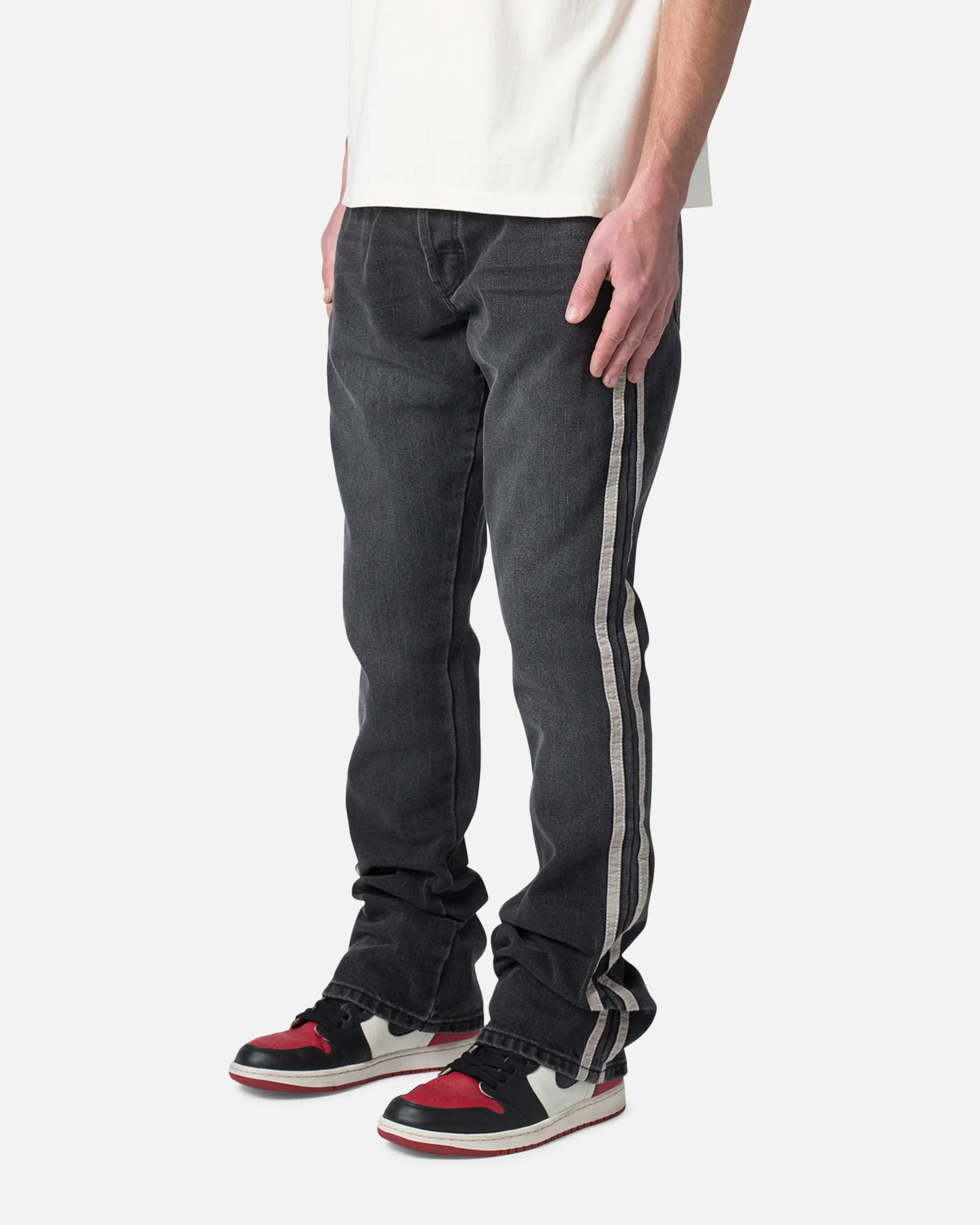 MNML Striped Flare Track Pants Black - Image 2