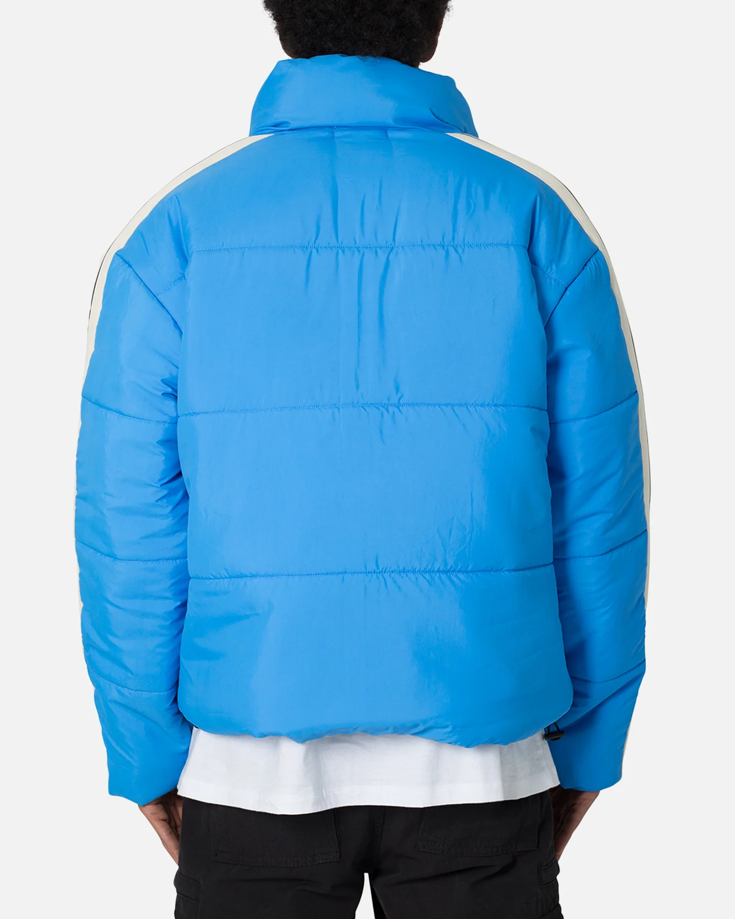 MNML Striped Puffer Jacket Blue - Image 4
