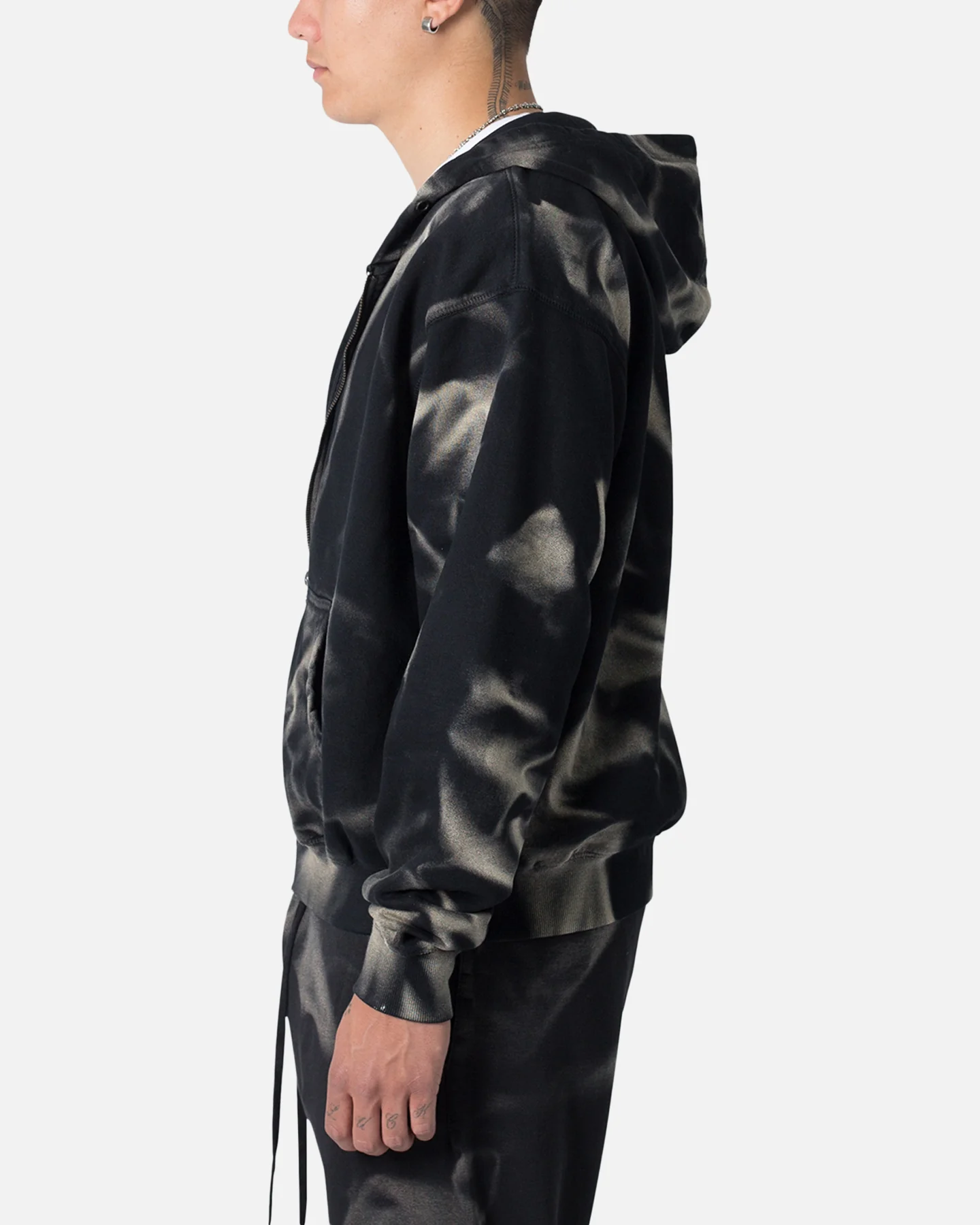 MNML Sun Burned Zip Up Hoodie Washed Black - Image 3