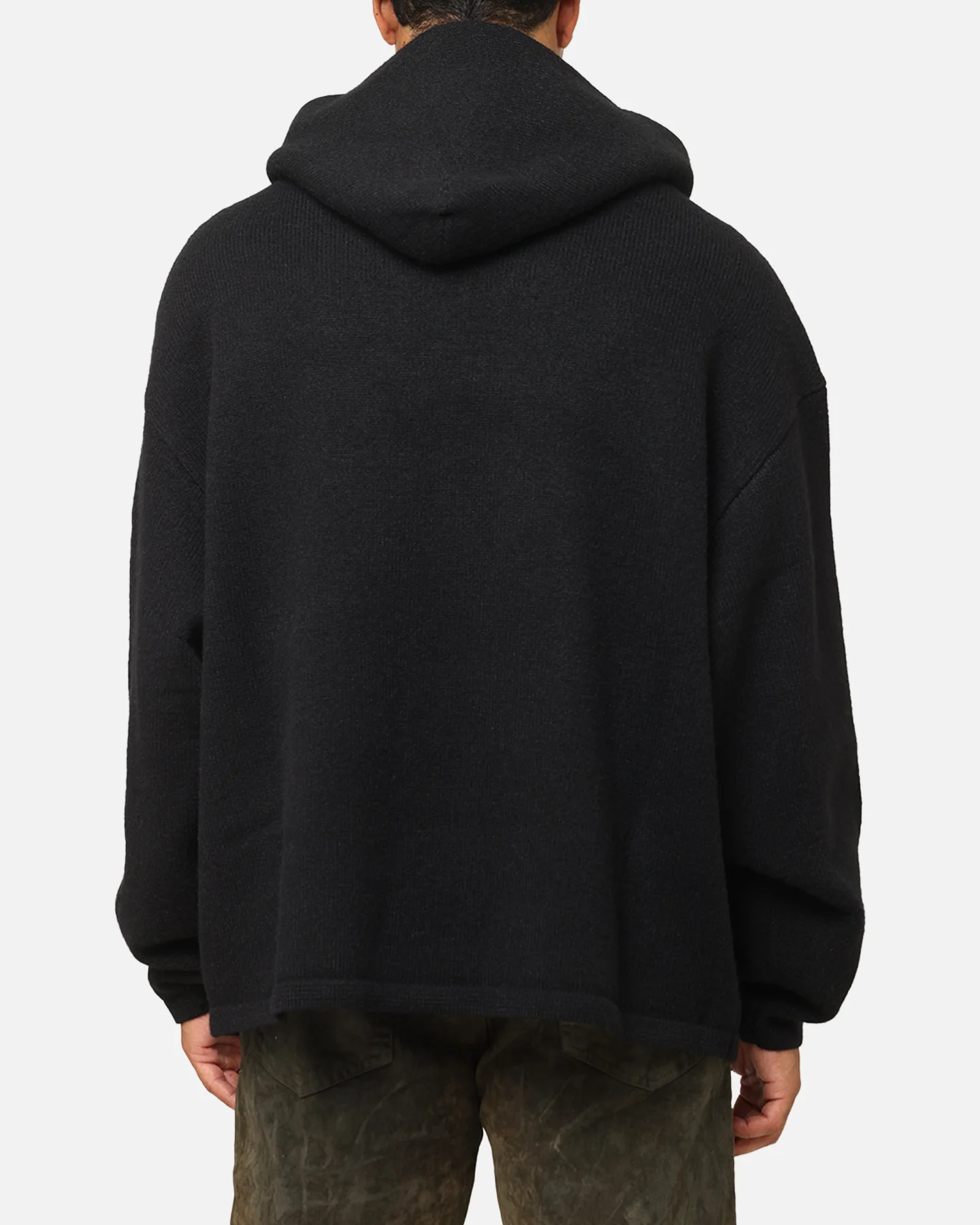 MNML Tonal Grain Knitted Hoodie Black - Image 3