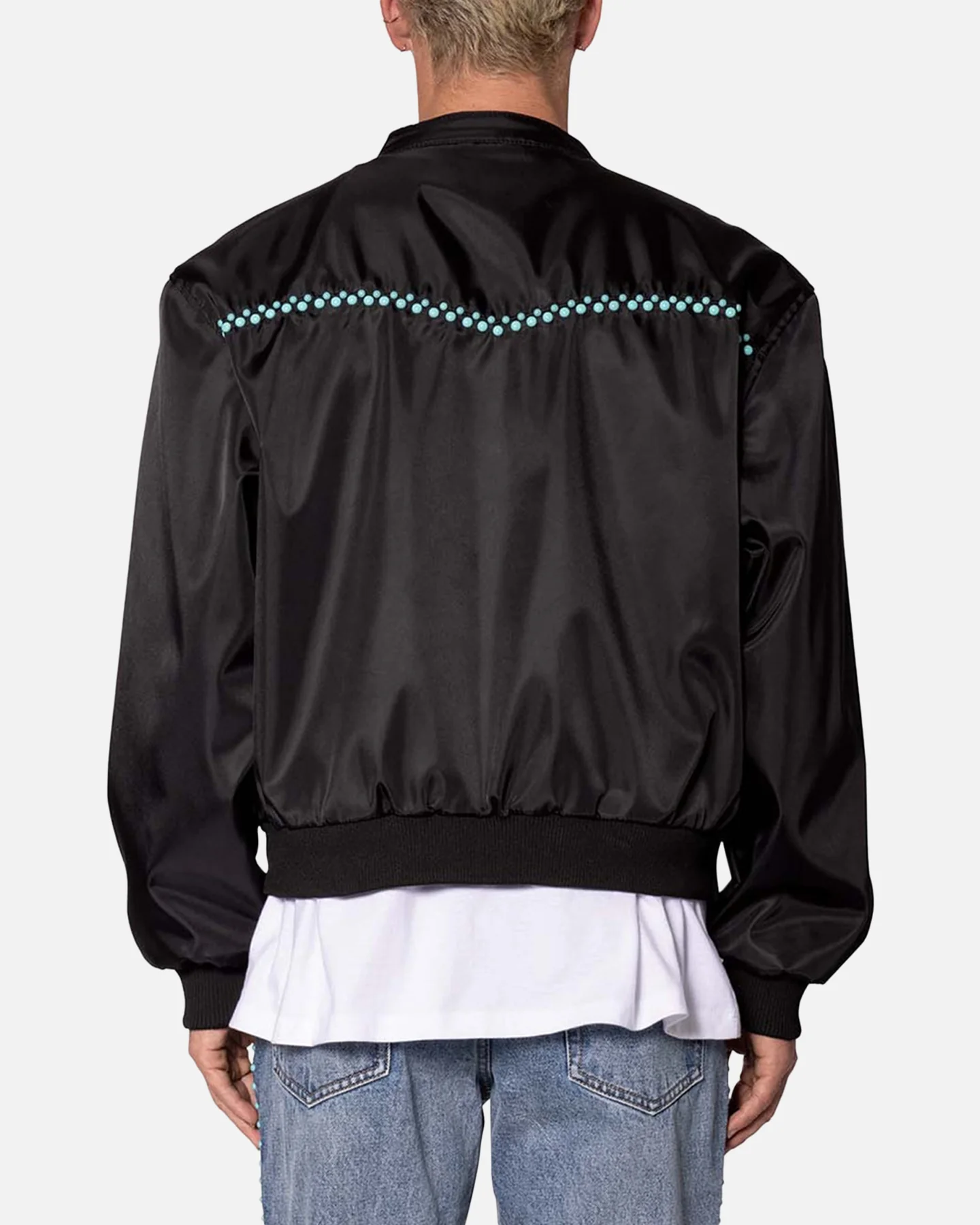 MNML Turquoise Studded Snap Jacket Black - Image 4