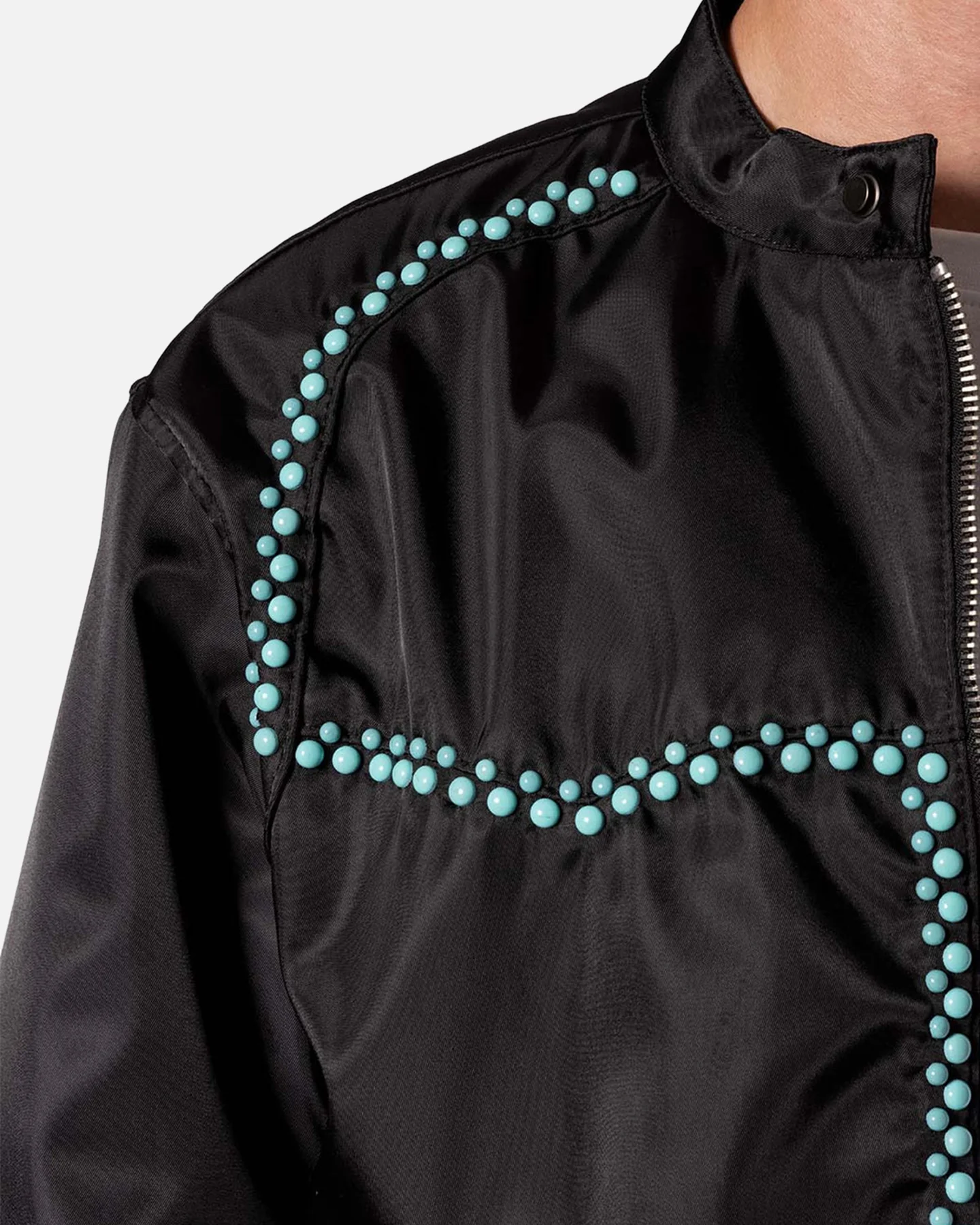 MNML Turquoise Studded Snap Jacket Black - Image 5