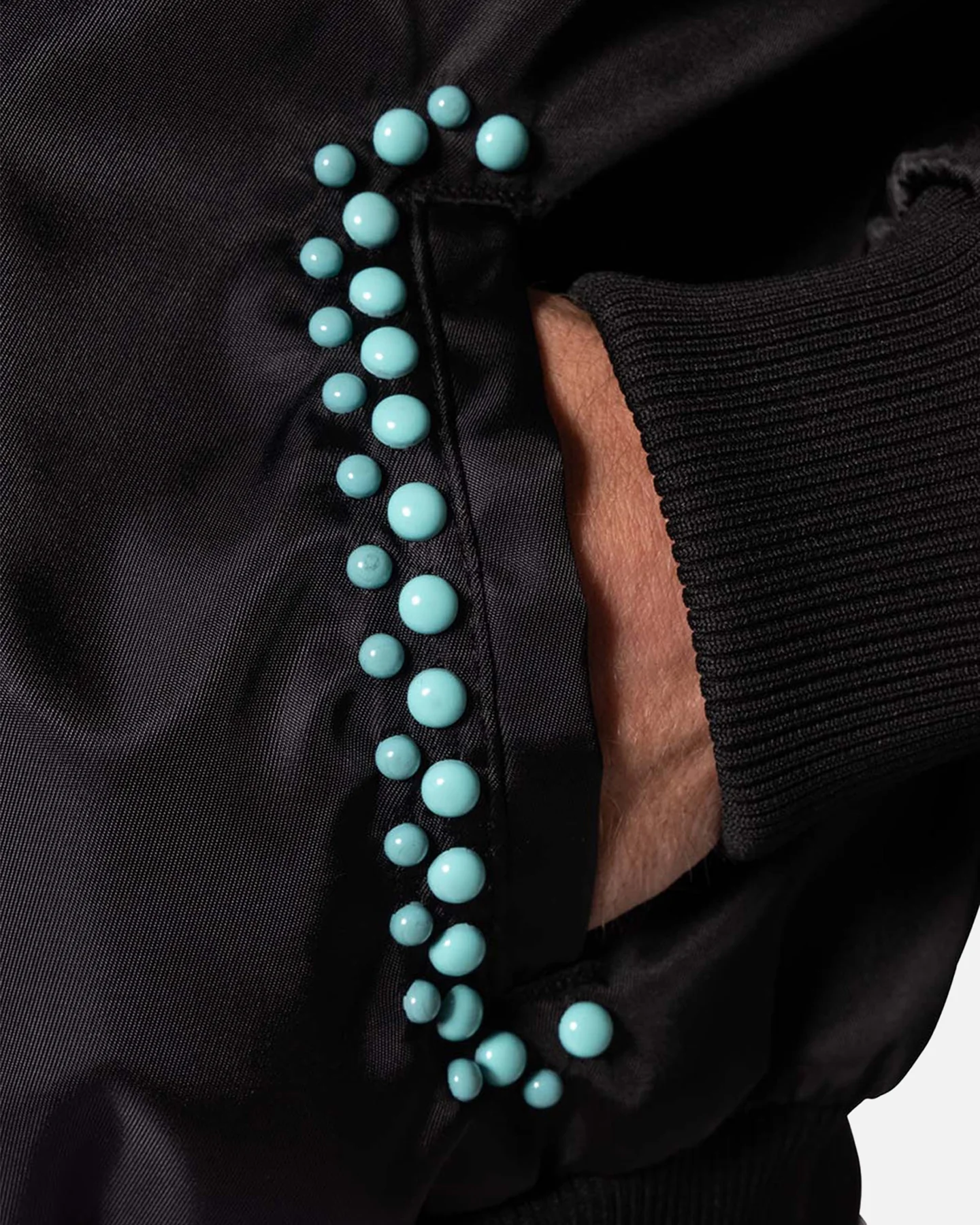 MNML Turquoise Studded Snap Jacket Black - Image 6