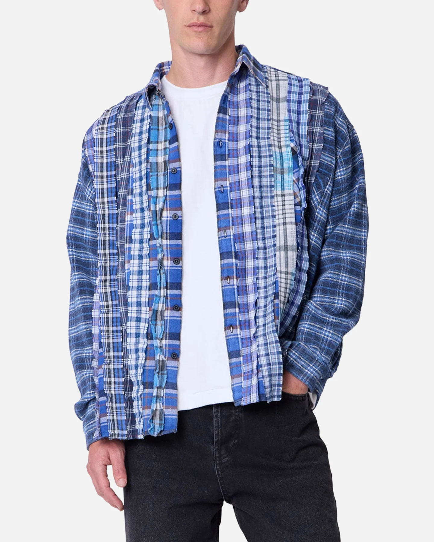 MNML Tuxedo Vintage Flannel Shirt Blue/Multi - Image 5