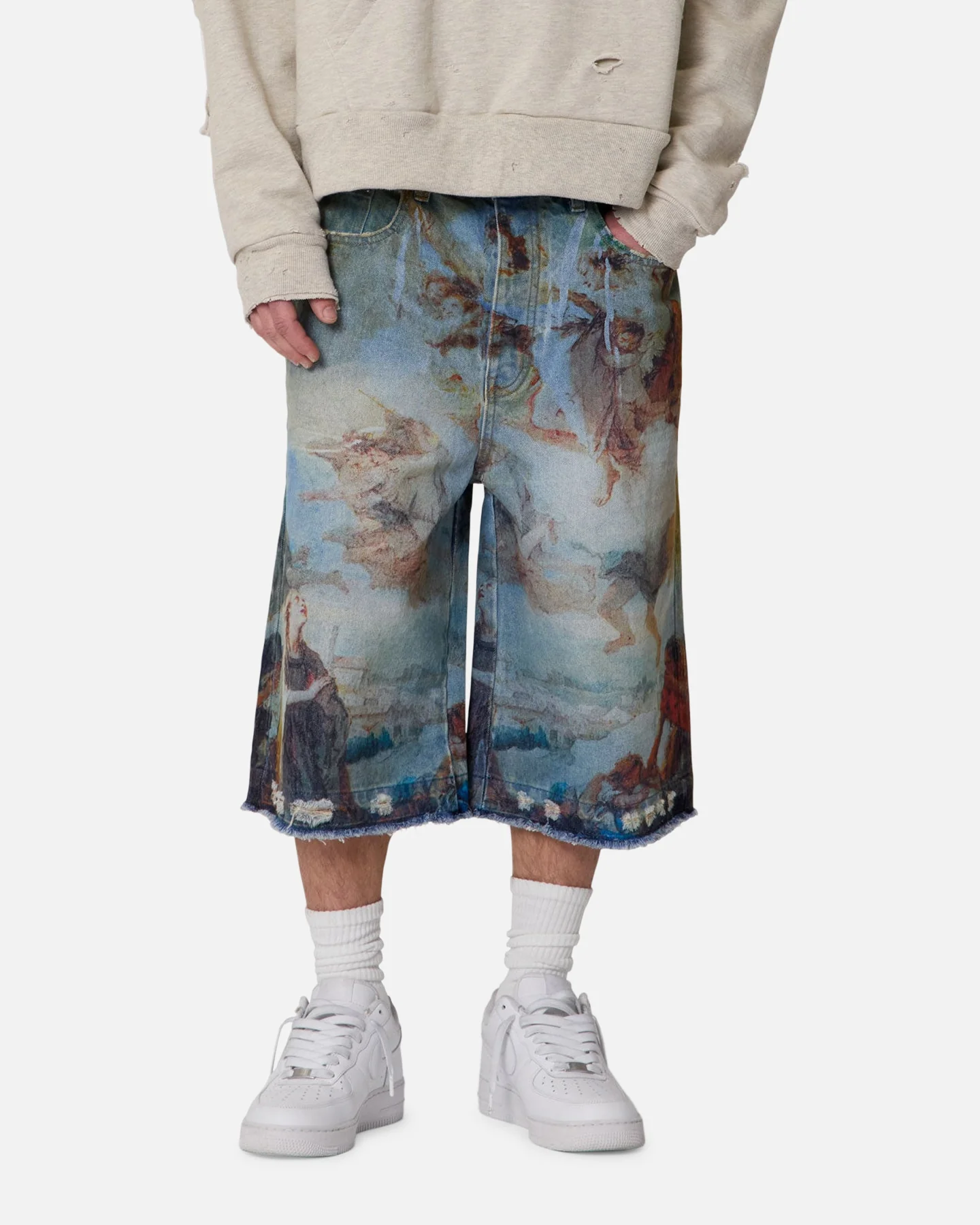 MNML Ultra Baggy Angel Denim Shorts Multi - Image 2