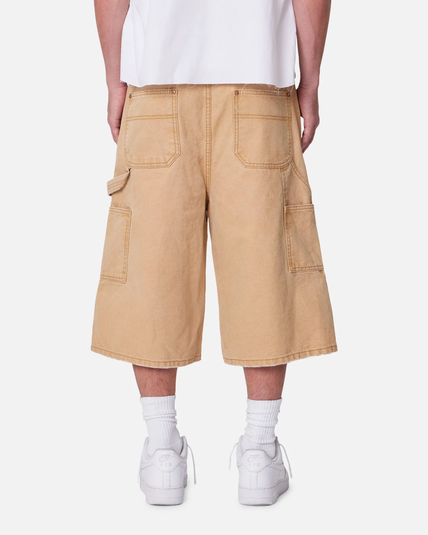 MNML Ultra Baggy Carpenter Shorts Washed Tan - Image 4