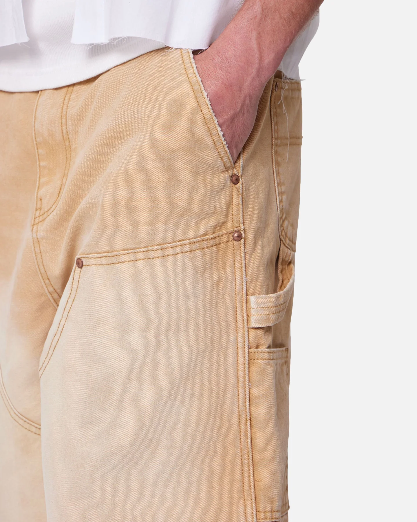 MNML Ultra Baggy Carpenter Shorts Washed Tan - Image 6