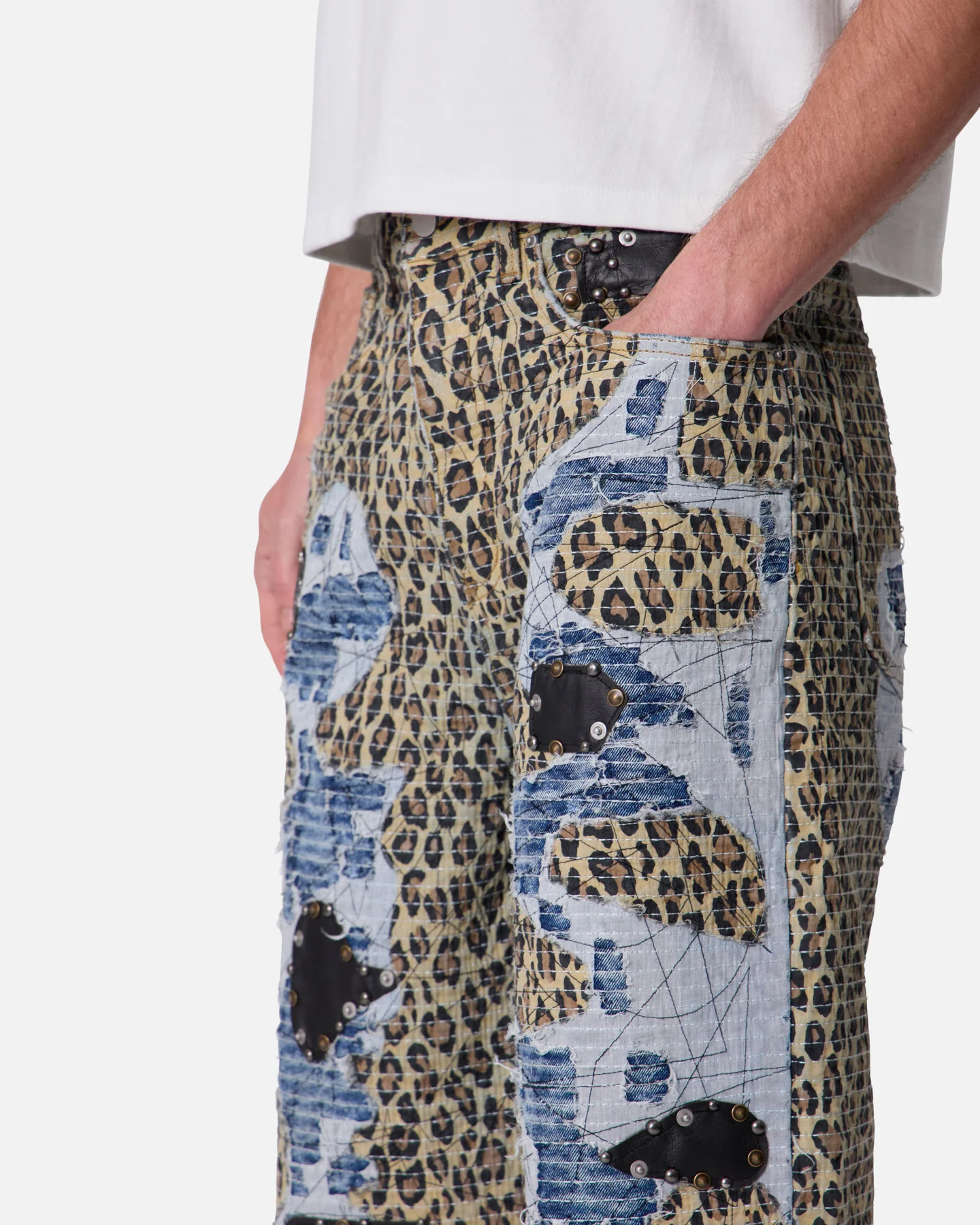 MNML Ultra Baggy Cheetah Boro Shorts Multi - Image 6