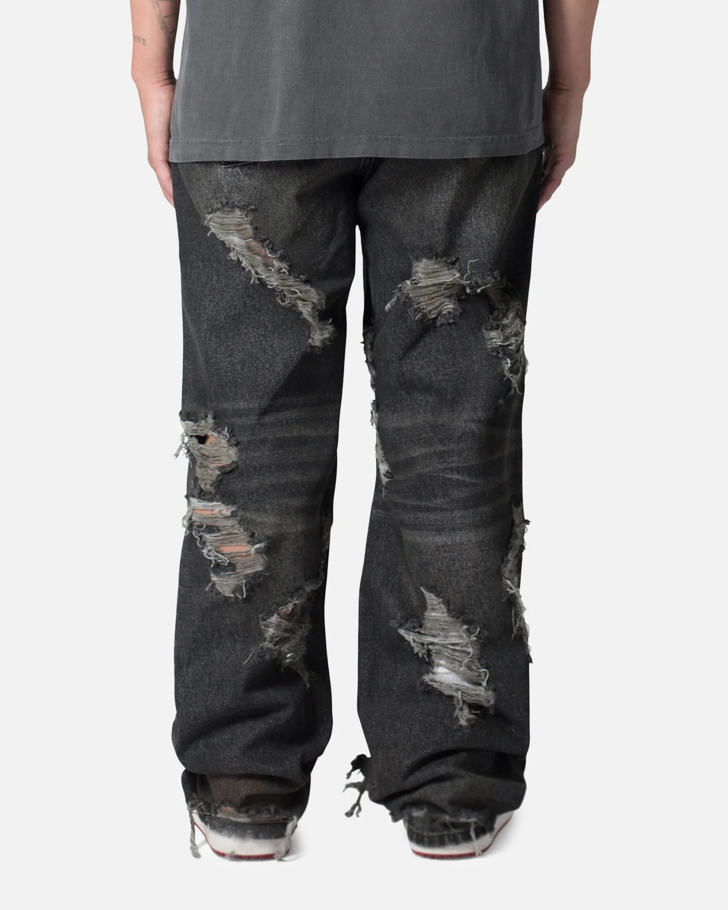 MNML Ultra Baggy Decimated Denin Jeans Black - Image 4