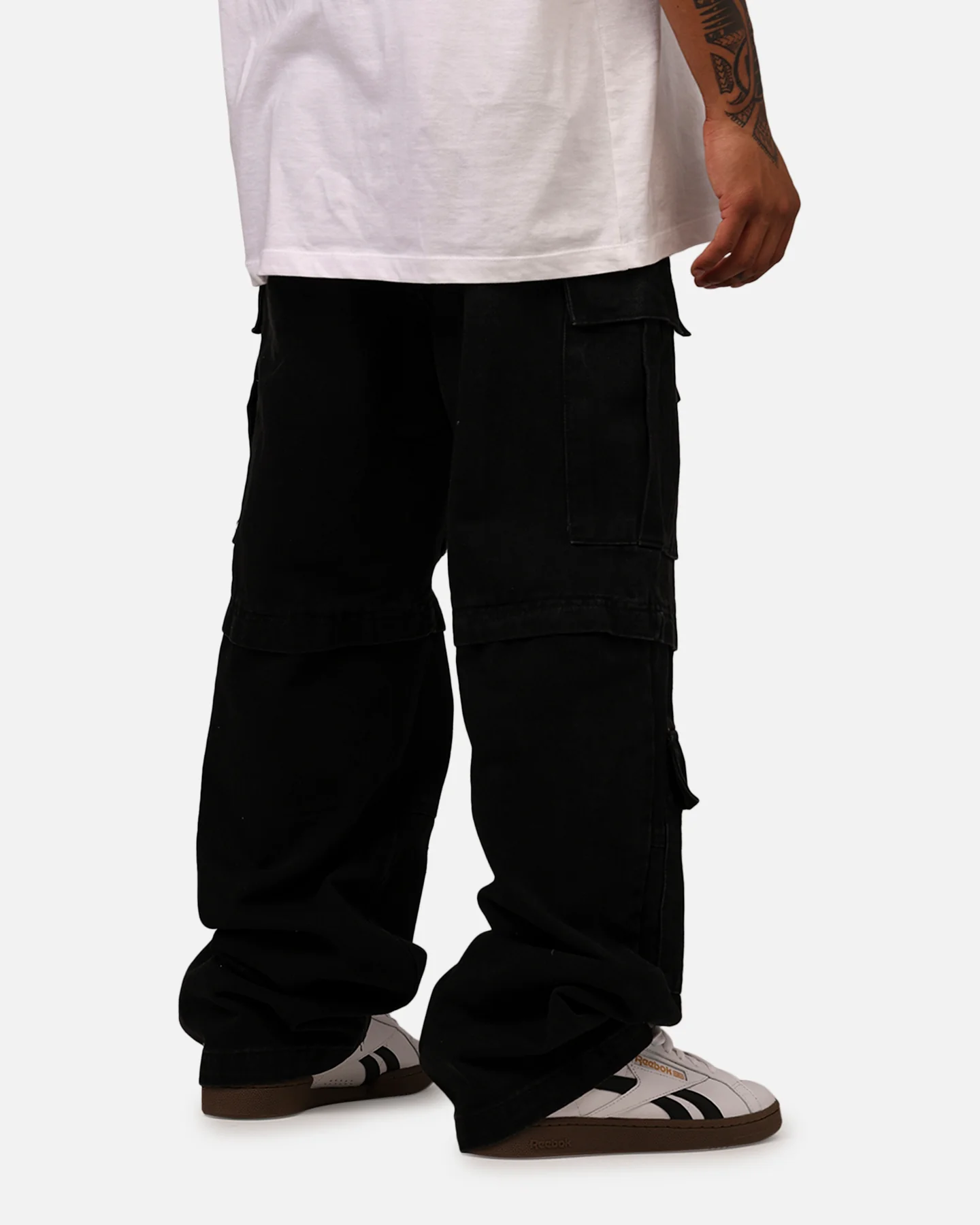 MNML Ultra Baggy Dirt Rain Cargo Denim Jeans Black - Image 3