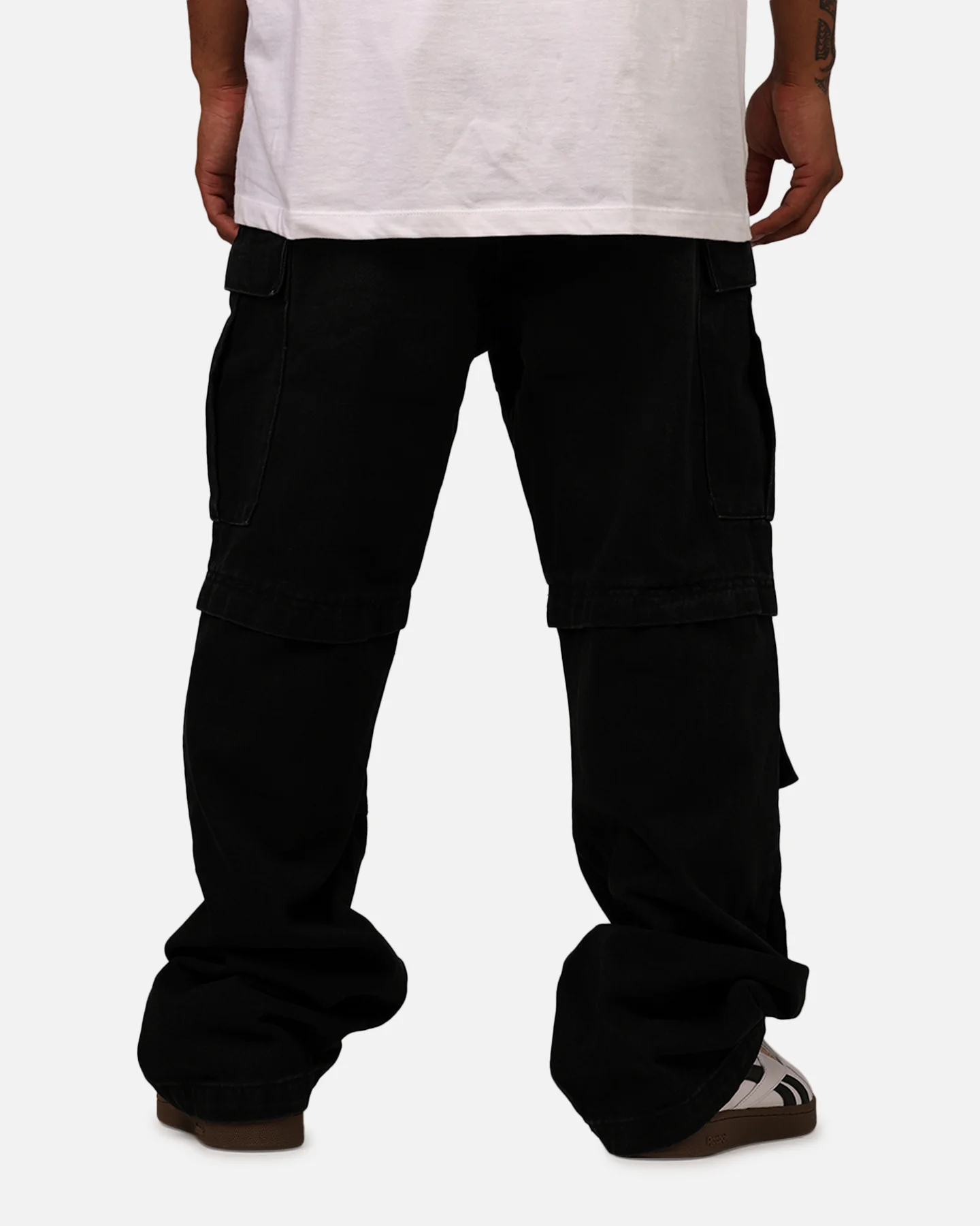 MNML Ultra Baggy Dirt Rain Cargo Denim Jeans Black - Image 5