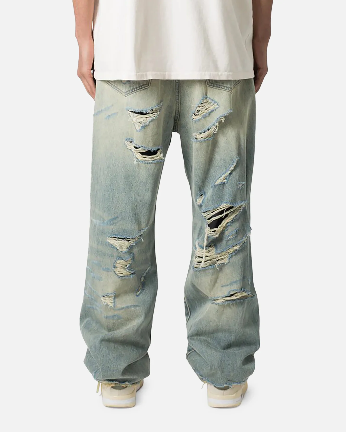 MNML Ultra Baggy Distressed Denim Jeans Vintage Blue - Image 4