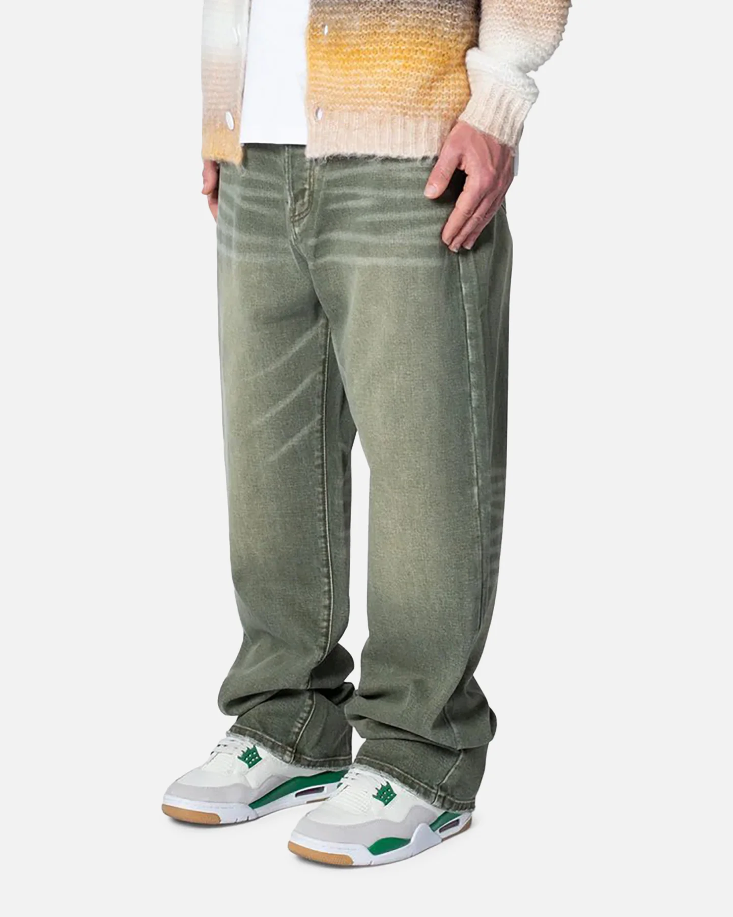 MNML Ultra Baggy Grinded Moss Denim Jeans Moss - Image 2