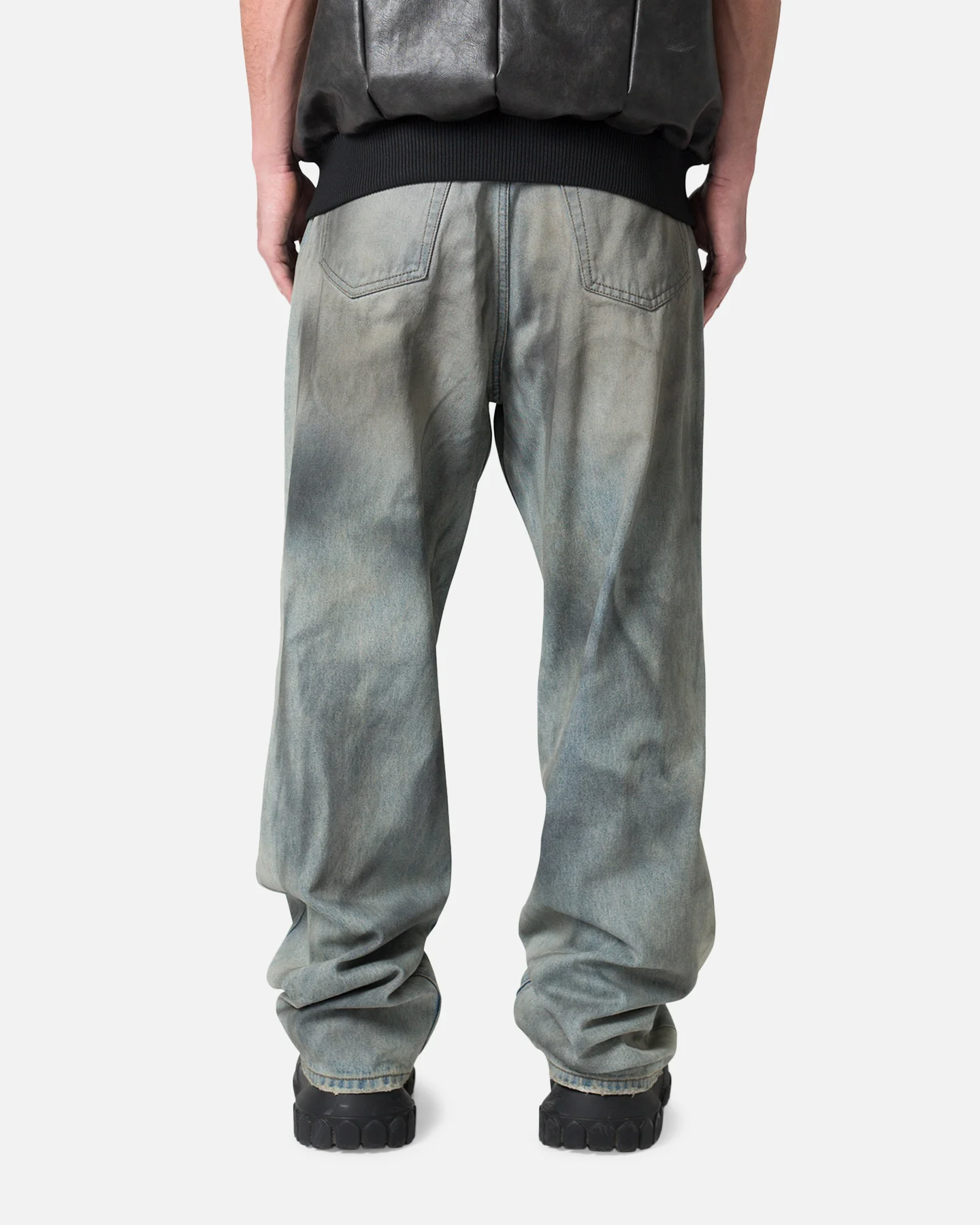 MNML Ultra Baggy Oil Stain Denim Jeans Vintage Blue - Image 4