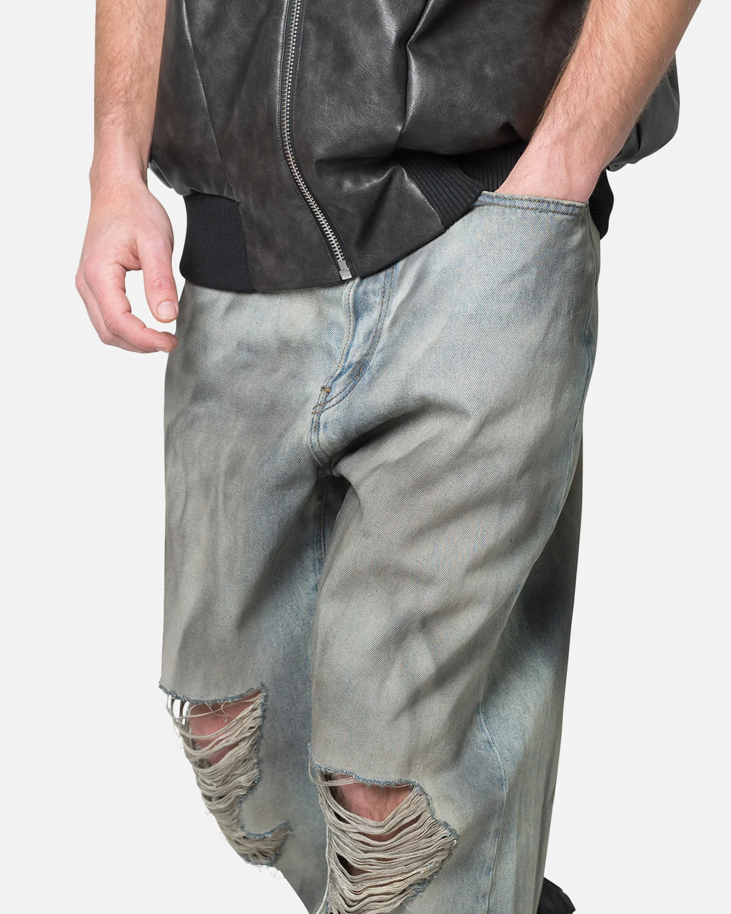 MNML Ultra Baggy Oil Stain Denim Jeans Vintage Blue - Image 5