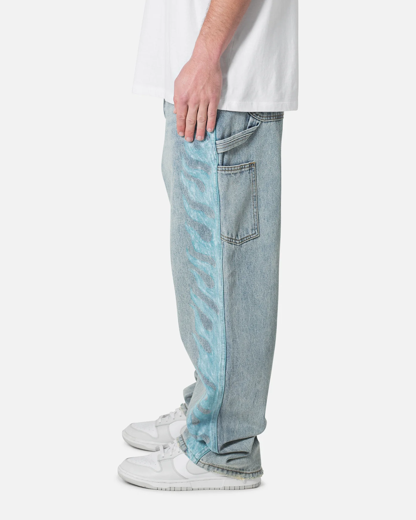 MNML Ultra Baggy Side Panel Denim Jeans Blue - Image 3