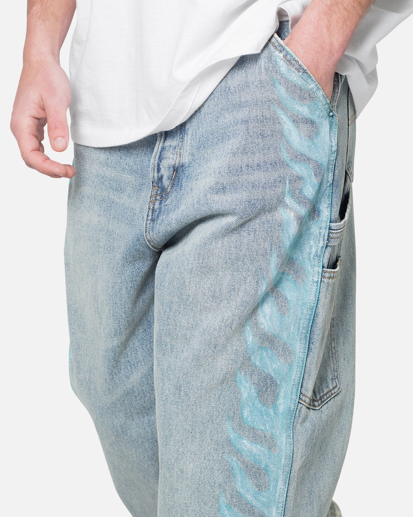 MNML Ultra Baggy Side Panel Denim Jeans Blue - Image 5