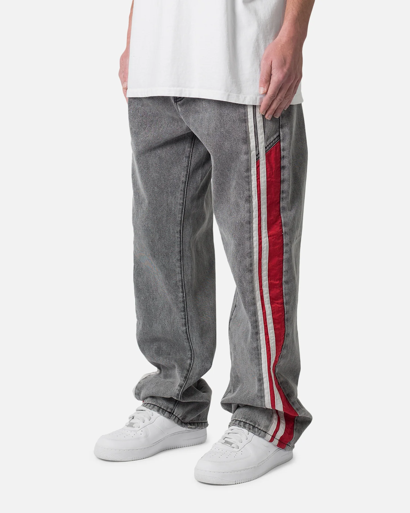 MNML Ultra Baggy Stripe Denim Jeans Black/Red - Image 2